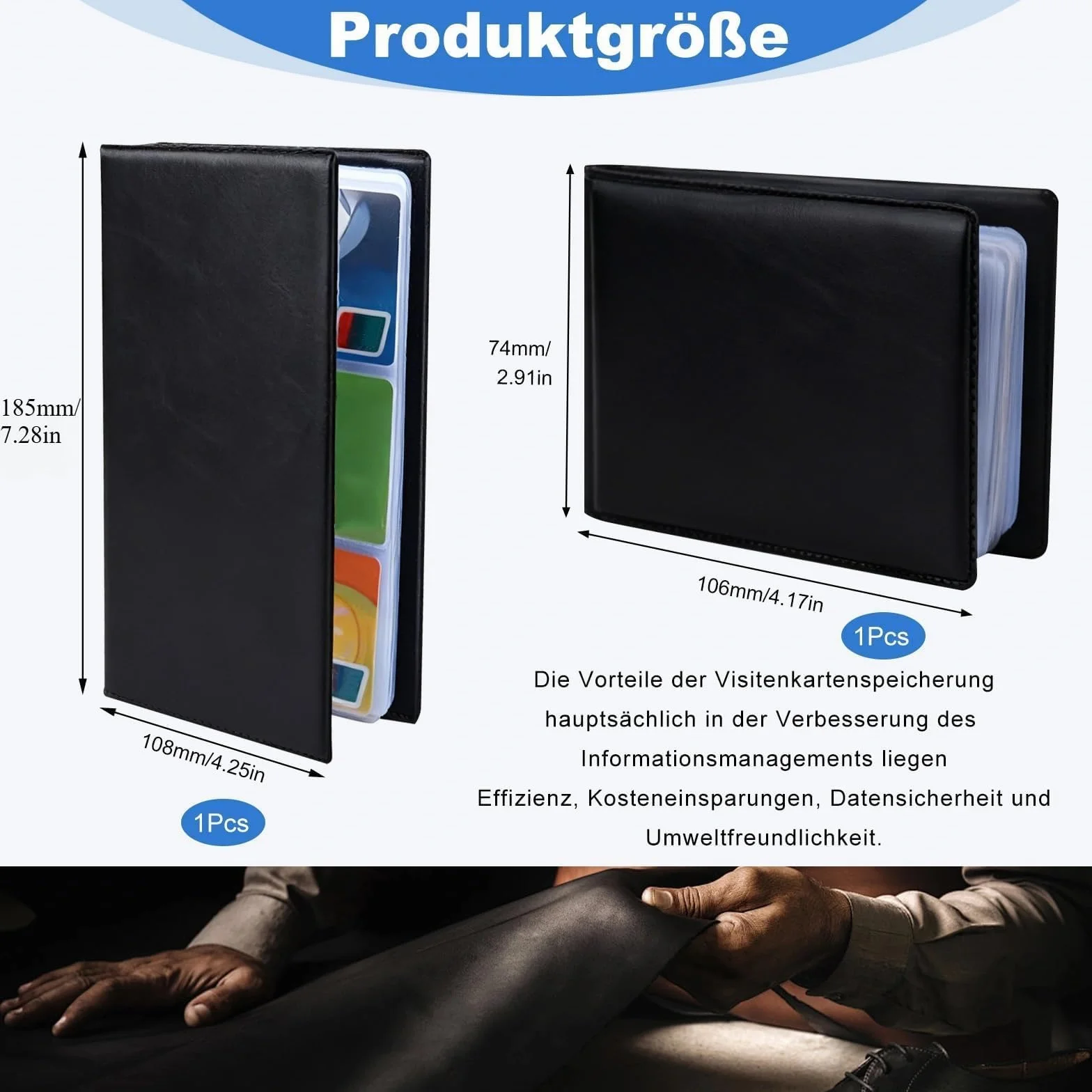 Organizer na wizytówki 40 i 120 kart sztuczna skóra etui na karty kredytowe 2 sztuki
