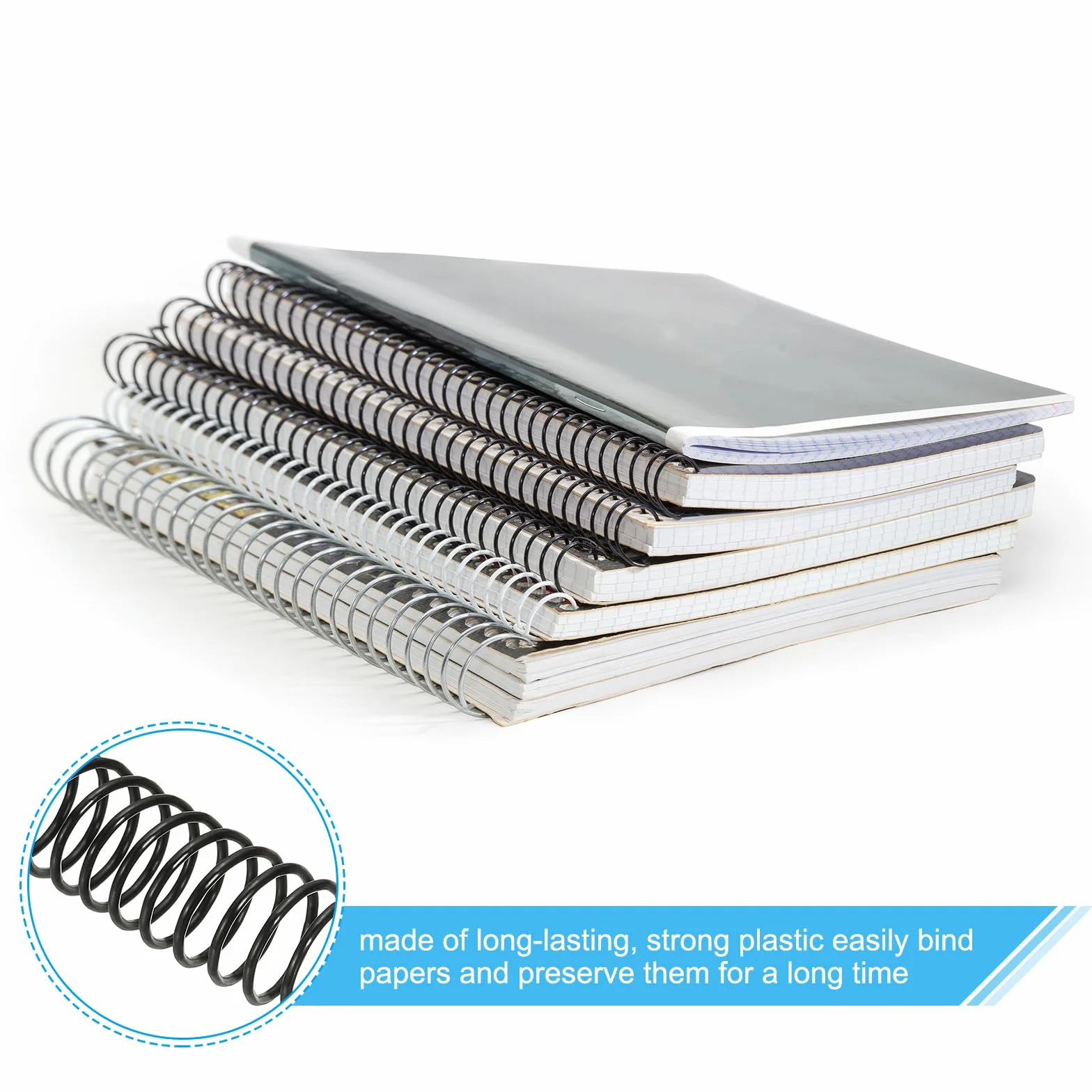 PATIKIL 22 mm plastikowe spiralne cewki wiążące 20 szt. pojemność 190 arkuszy czarne