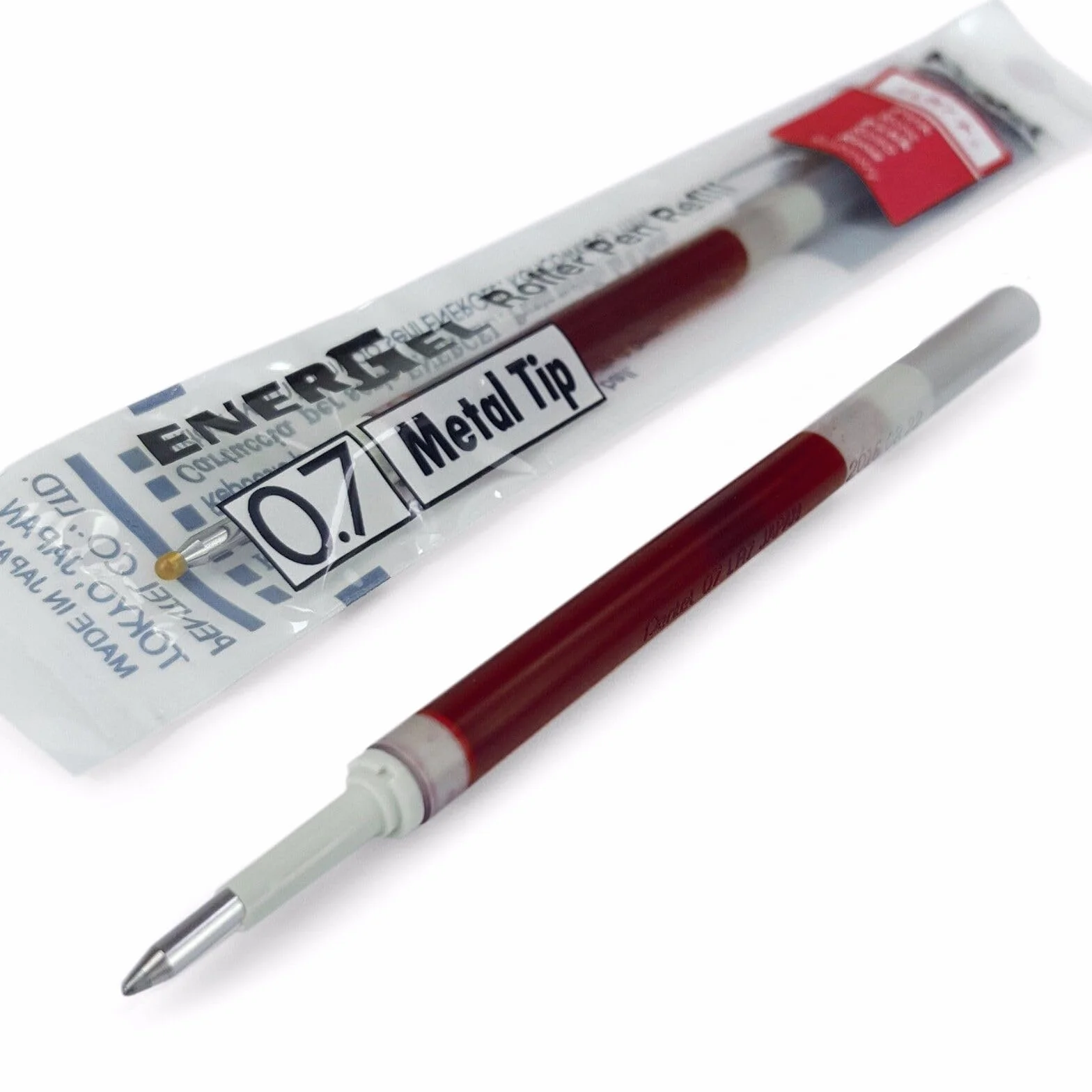 Pentel Energel 0,7 mm wymienna metalowa końcówka LR7 - BL77/BL57/BL37 - opakowanie 8 kolorów - czarny, niebieski, czerwony, zielony, pomarańczowy, różowy, błękitny, fioletowy