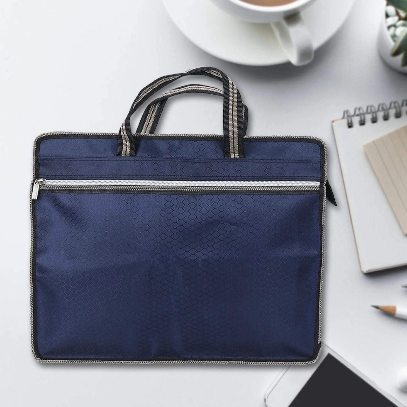 Torba na Dokumenty Biznesowa Oxford Cloth Zapinana na Zamek Niebieski