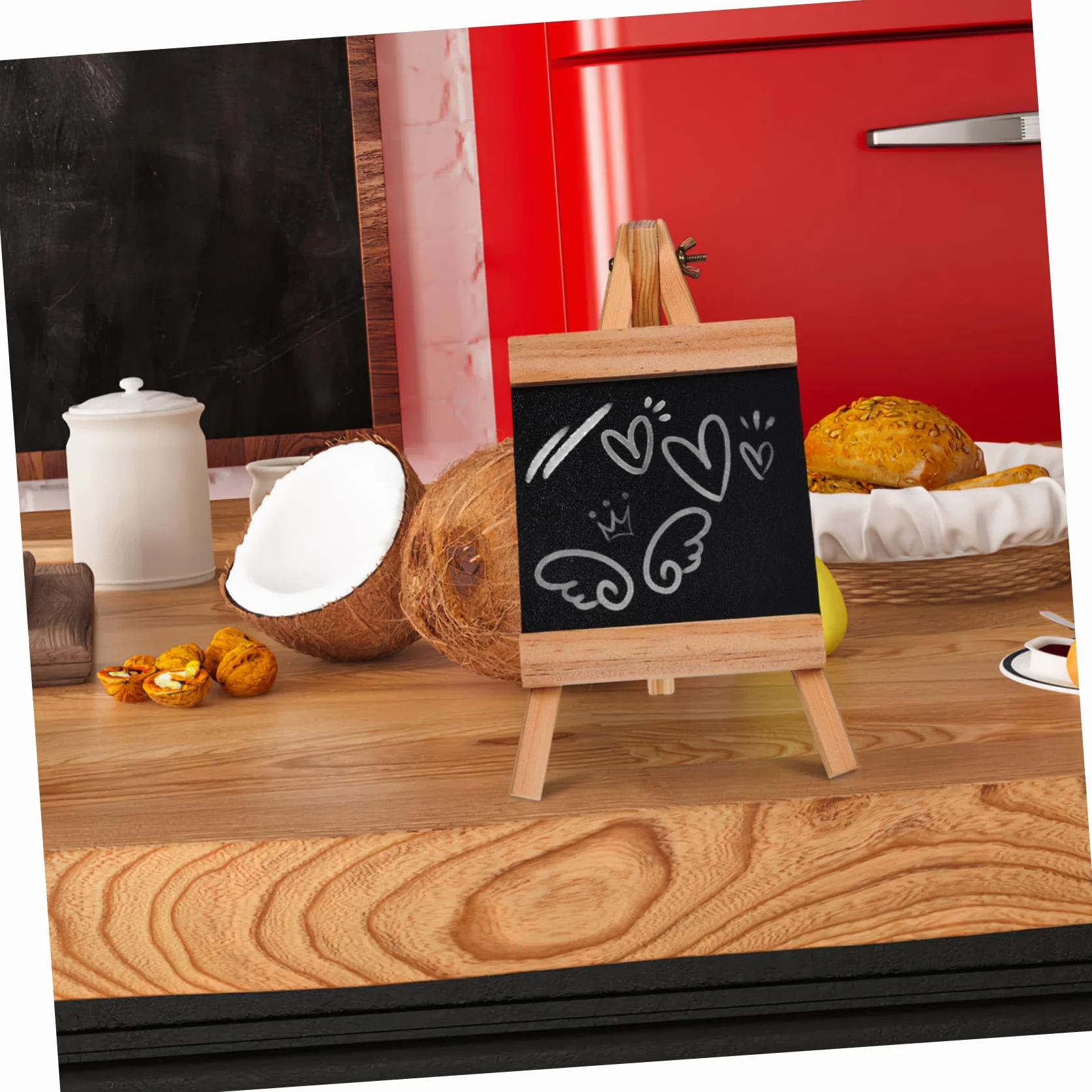 NUOBESTY Small Wooden Chalkboard with Stand Reusable Tabletop Sign for Restaurant Food Wedding And Banquet Use