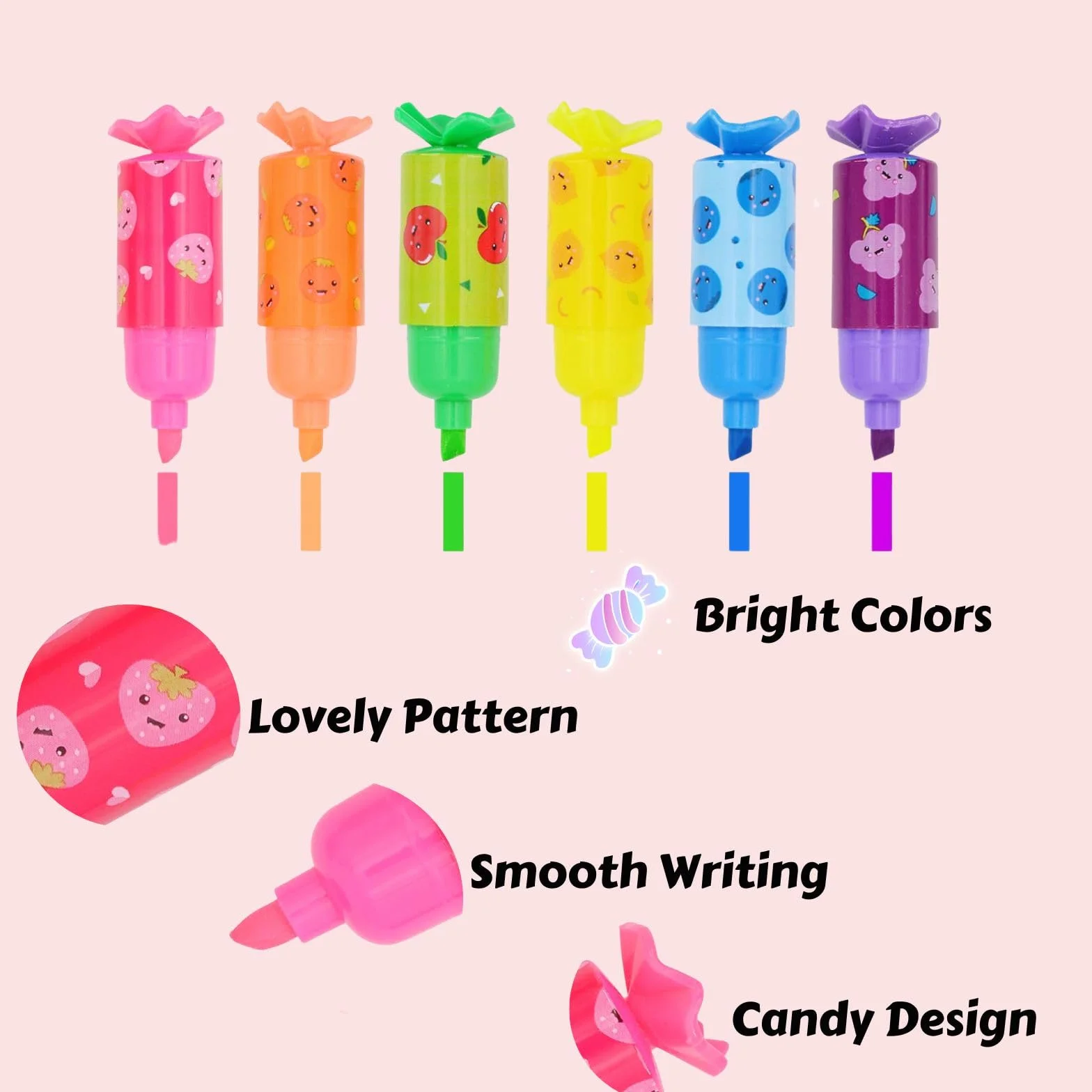 Mini markery tekstowe, 18 sztuk, dla dzieci, uczniów, śmieszne pisaki do przyborów piśmienniczych, słodkich kawaii, na prezenty, imprezę, urodziny, do szkoły, jako upominek