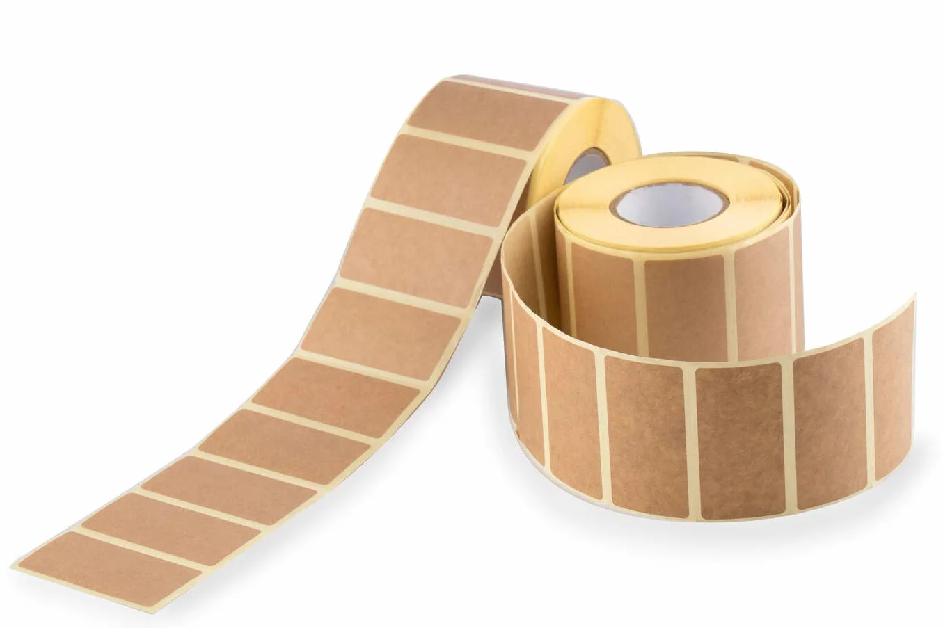 2,000 (2 rolki, 1000/rolka) 60 x 30 mm naklejki w kolorze naturalnym brązowym Samoprzylepne etykiety wysyłkowe, czyste naklejki, etykiety do słoików i puszek konserwowych, perforowane