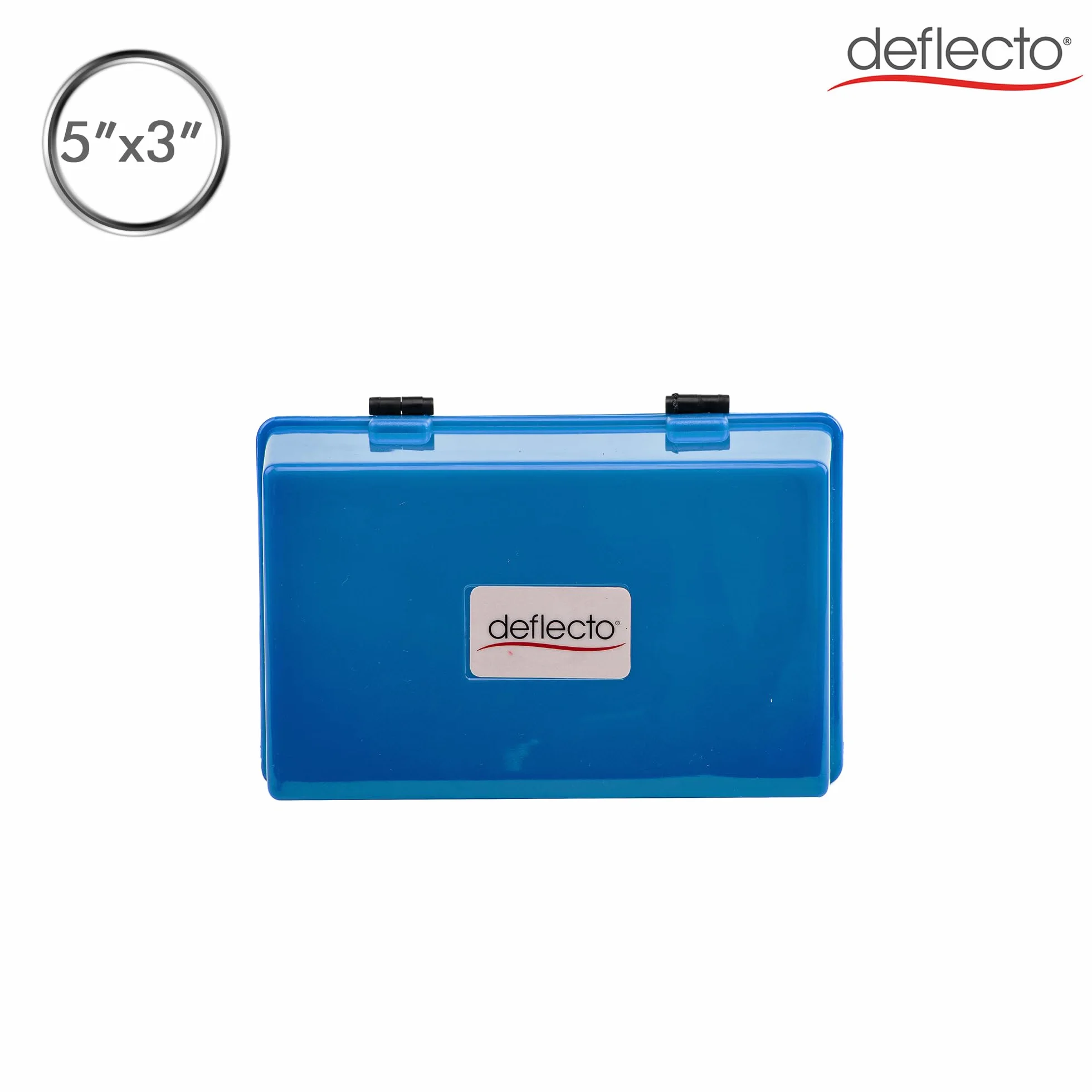 Deflecto CP010YTBLU pudełko na karty indeksowe 5 x 3 niebieskie
