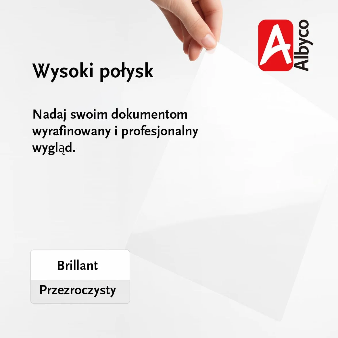 Albyco AMLSA480100 Folia do Laminowania, Przezroczysty, A4 / 100 szt.