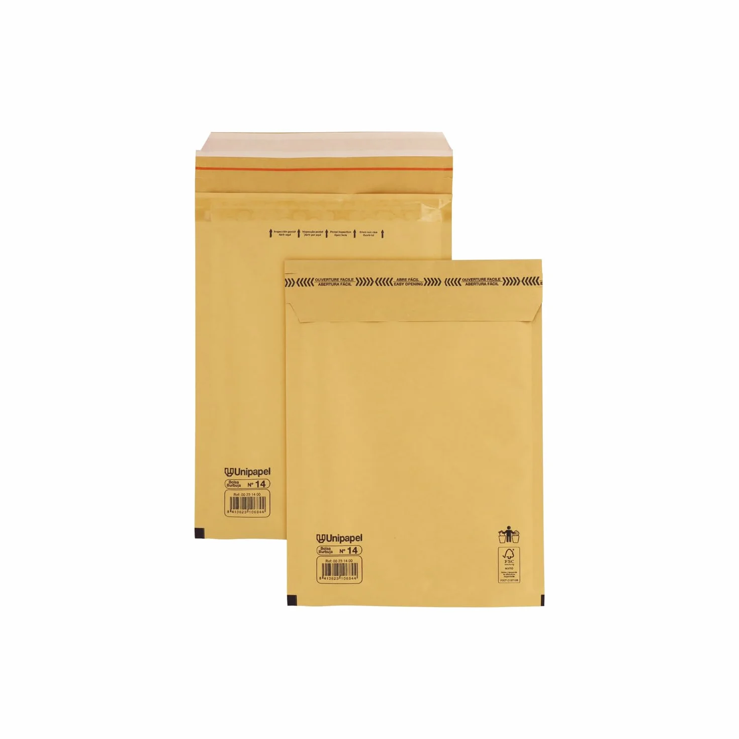 Unipapel | Koperty pikowane Kraft z wewnętrznym papierem bąbelkowym | Nr 14 Wymiary 180 x 265 mm | Zamknięcie samoprzylepne | Opakowanie 10 sztuk | Idealne do bezpiecznej i chronionej wysyłki |