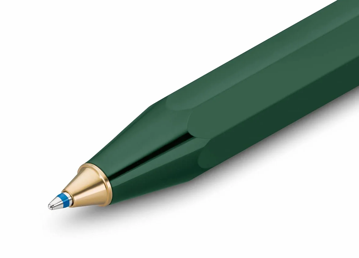 Kaweco Classic Sport Green - Biznesowy Długopis z Wysokiej Jakości Tworzywa Sztucznego, Lekki Kieszonkowy z Mechanizmem Krzywizny Serca, 12 g, 10,5 cm, Zielony