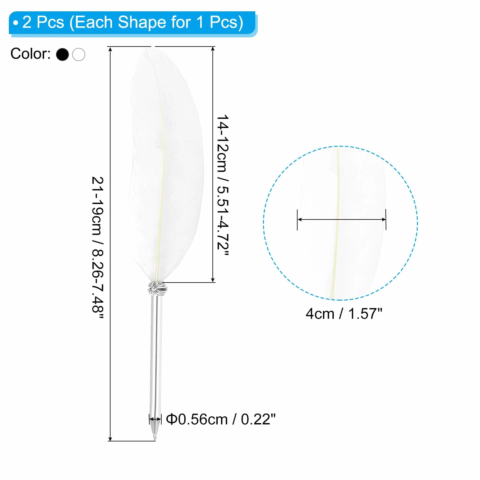 PATIKIL Długopis z piórami 21 cm 2 szt. atrament vintage platerowany do kaligrafii czarny/biały