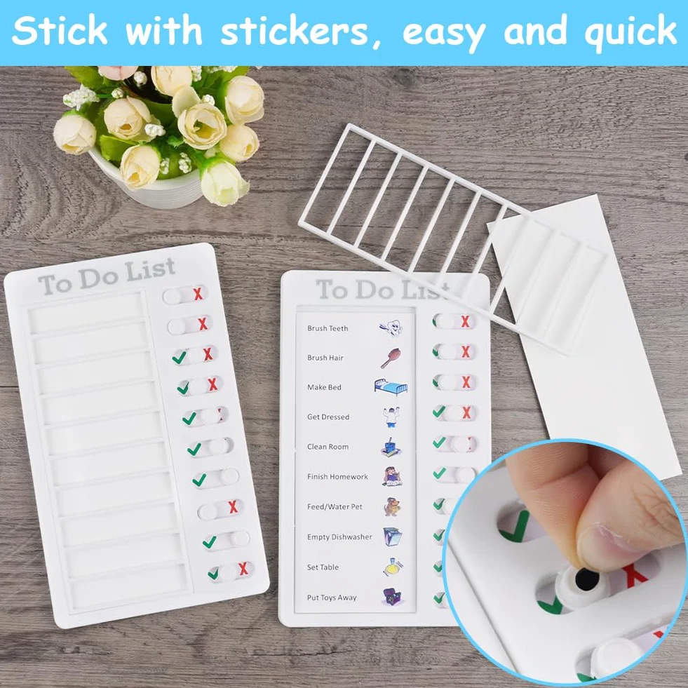 Tablica kontrolna Memo Board 20 x 12 cm dla dzieci z 10 kartami indeksowymi wielokrotnego użytku - biała