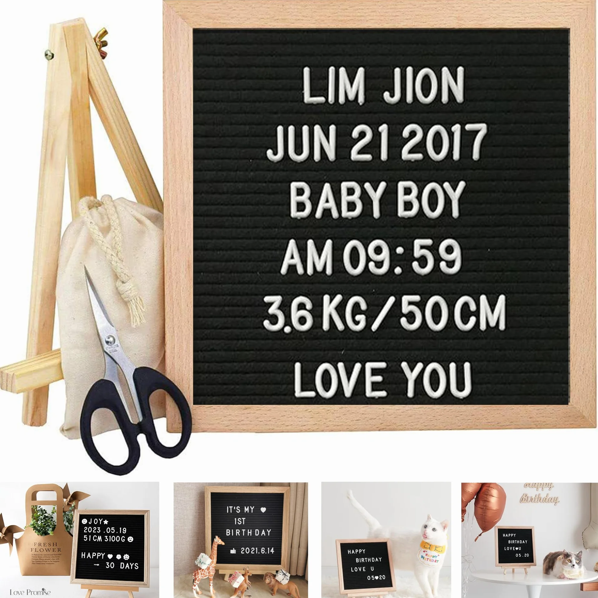 Dębowa tablica na listy 25x25 cm 510 liter i cyfr stojak torba