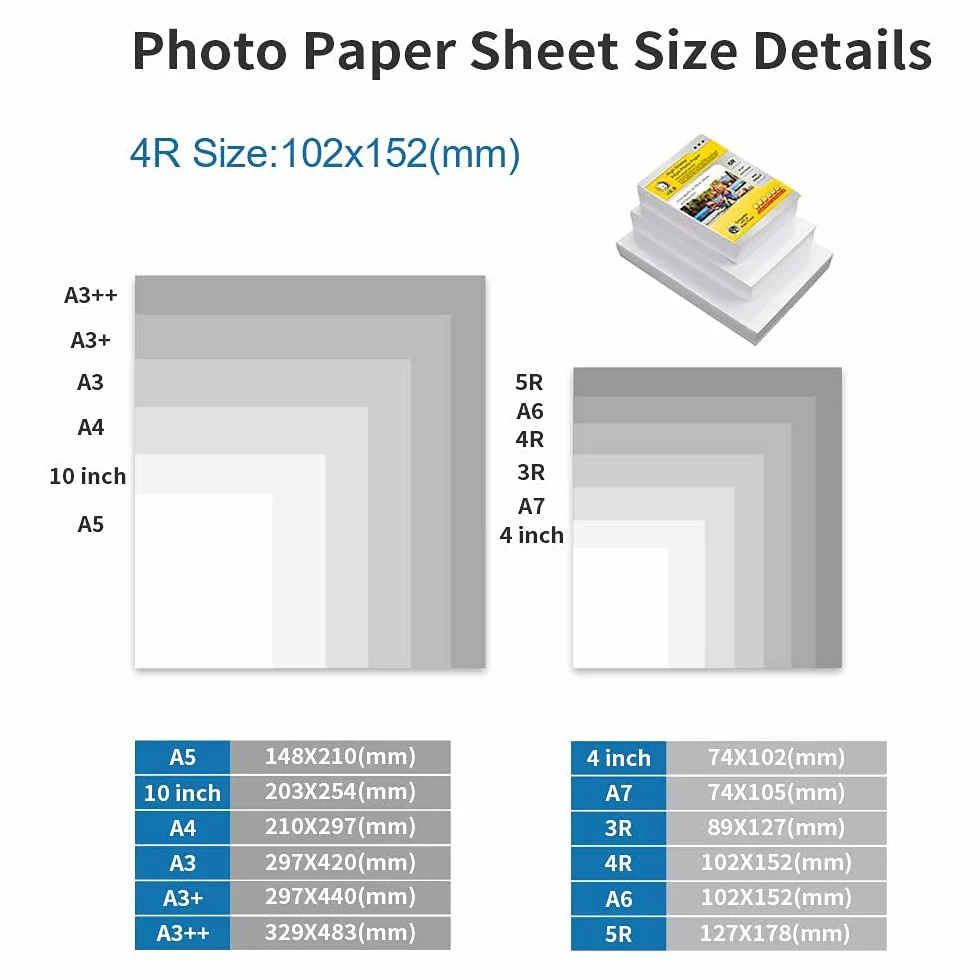 MR.R Papier fotograficzny do drukarek atramentowych, wysoki połysk, 200 g/m², 10 x 15 cm, 102 x 152 mm, 4R x 50 arkuszy, do drukarek atramentowych Epson/ Canon