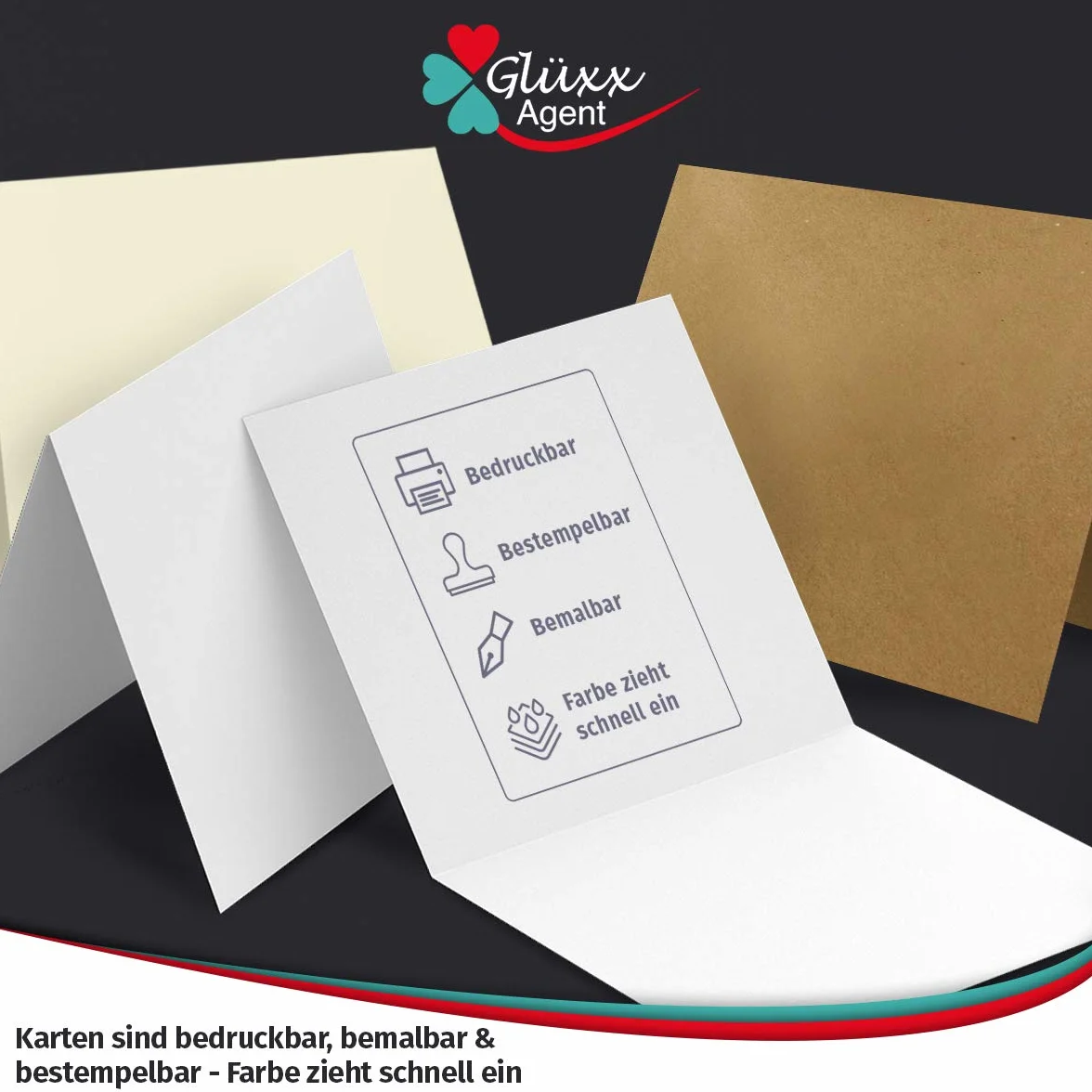 Zestaw 30 składanych kartek z kopertami – kwadratowe – 240 g/m² 220 g/m² – białe – kremowe – kraft – z pustymi kartkami i pasującymi kopertami – 120 g/m² 90 g/m² klejenie na mokro – koperta karta