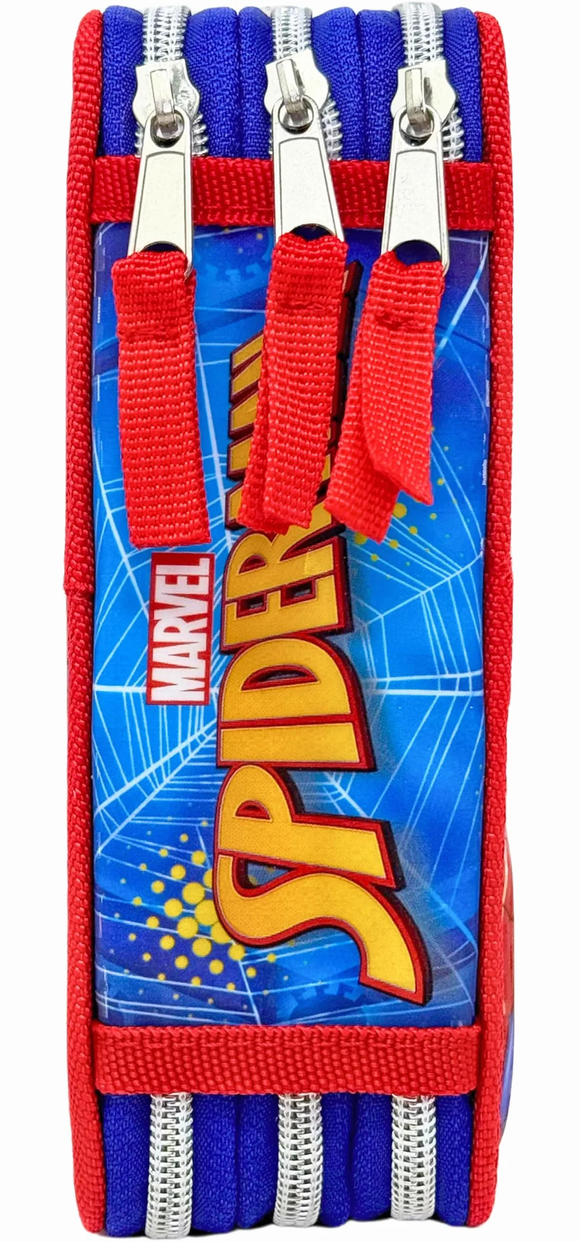 Piórnik 3D Spiderman 44 Elementy 3 Komory Czerwony Niebieski Zestaw Szkolny