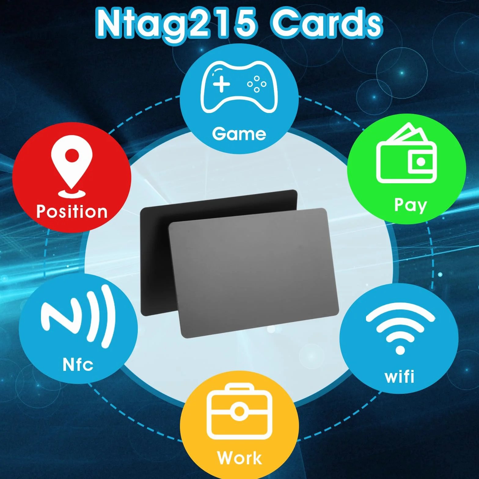 Oruola 25 sztuk metalowych wizytówek, karty NFC dla wszystkich urządzeń obsługujących NFC i karty RFID, karty plastikowe do biura, firmy, sklepu (czarne)