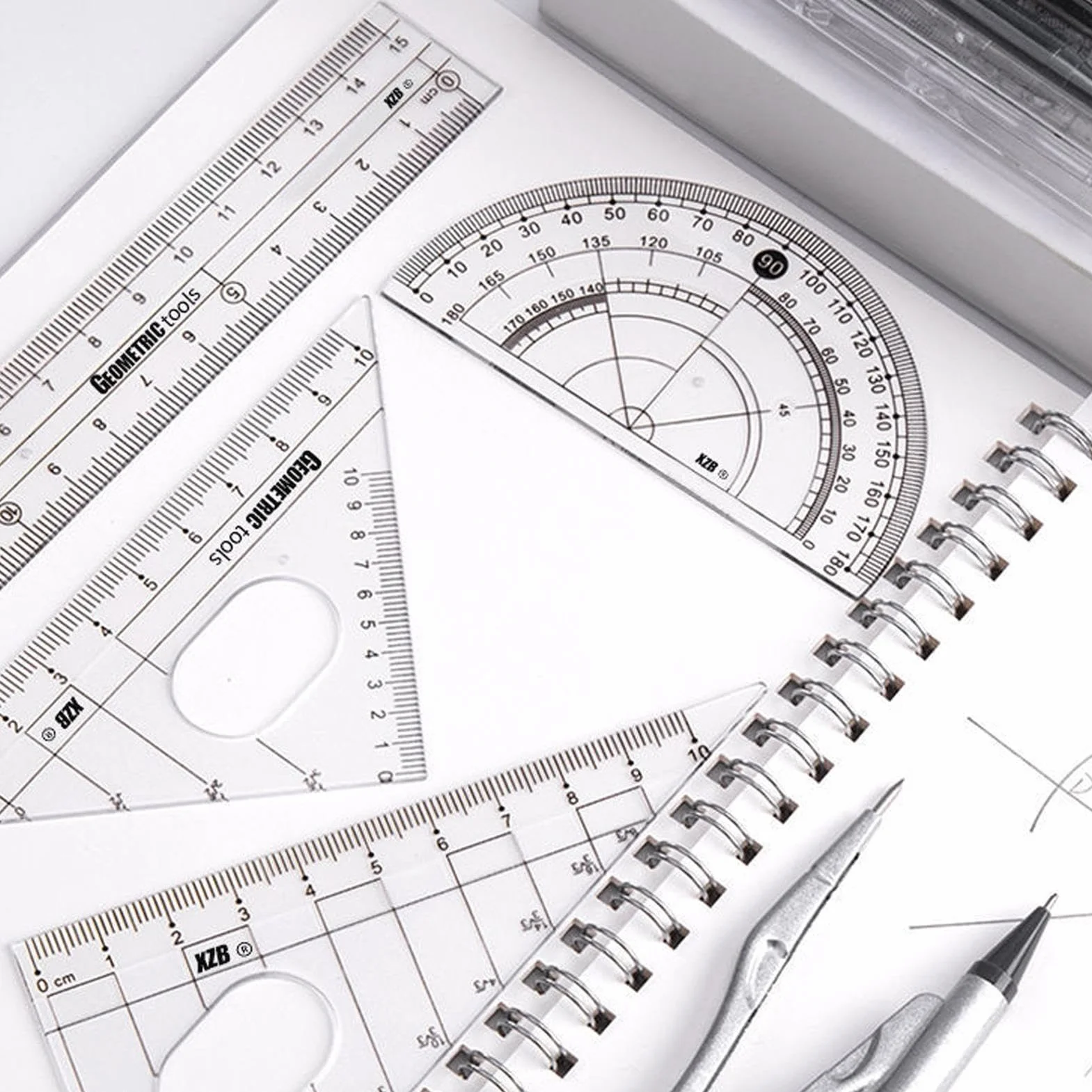 Compass and Protractor Set, Math Geometry Kit, Precision Engineering for Student School