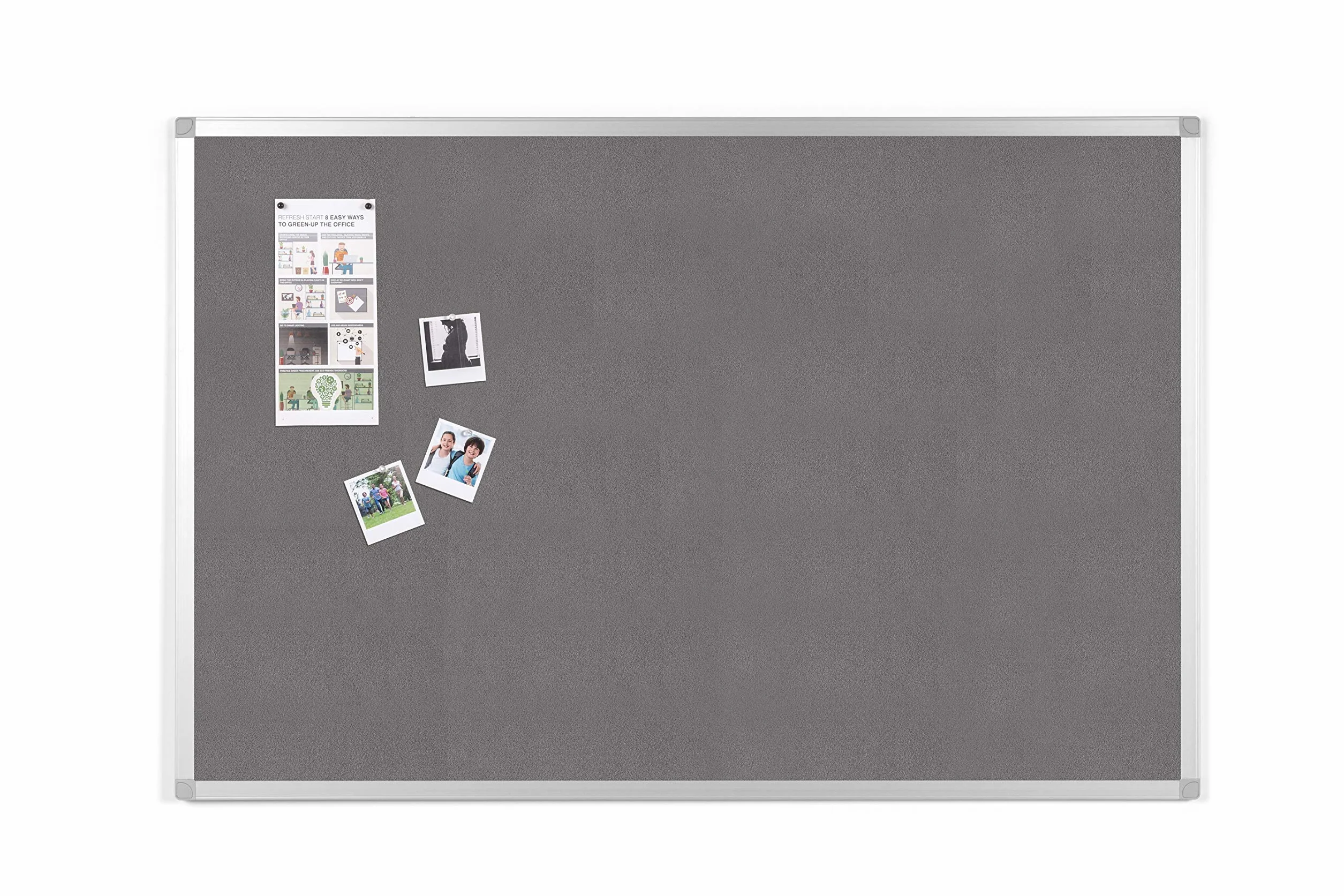 tablica do przypinania, 90 x 60 cm, szara tablica filcowa z ramą aluminiową