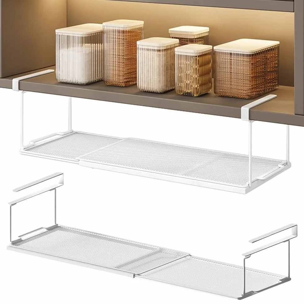 Kosz wiszący metalowy wysuwany 38-70 cm organizer do szafek kuchennych biały