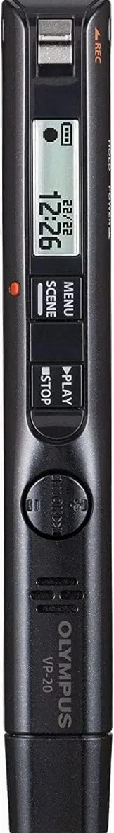 Olympus VP-20 dyktafon stereo z mikrofonem wielokierunkowym, filtrem przeciwszumowym, nagrywanie jednym kliknięciem, złącze USB