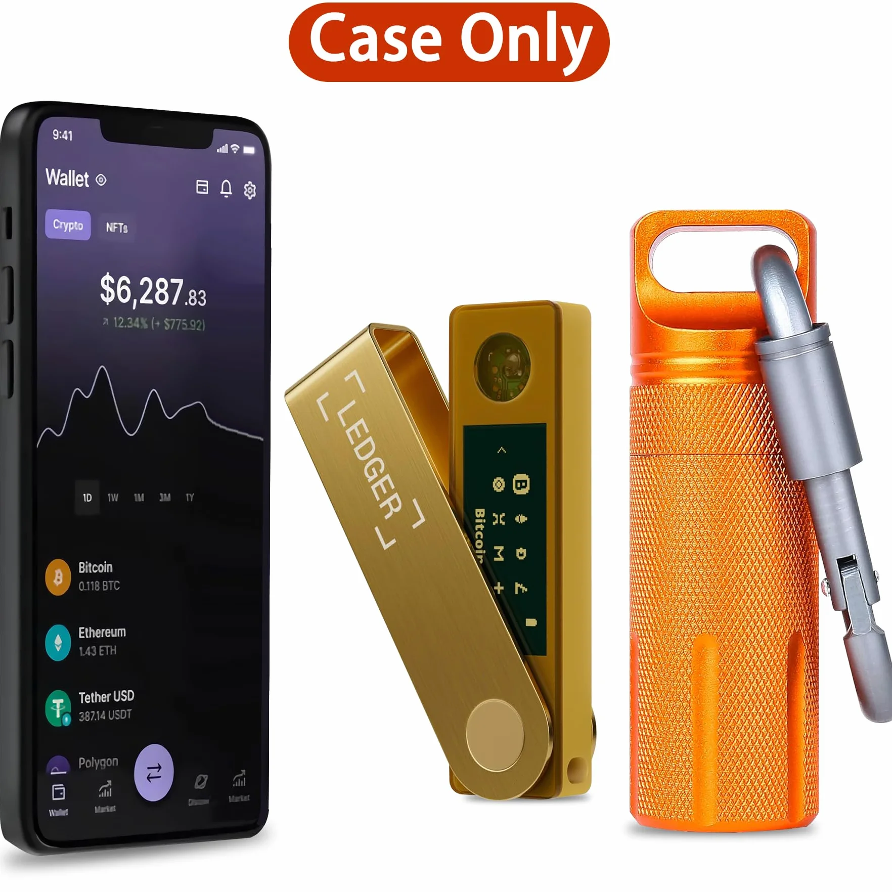 Aenllosi Etui Aluminiowe Ognioodporne Wodoodporne Do Ledger Nano X/S Plus/S Portfel Kryptowalut Pomarańczowy S