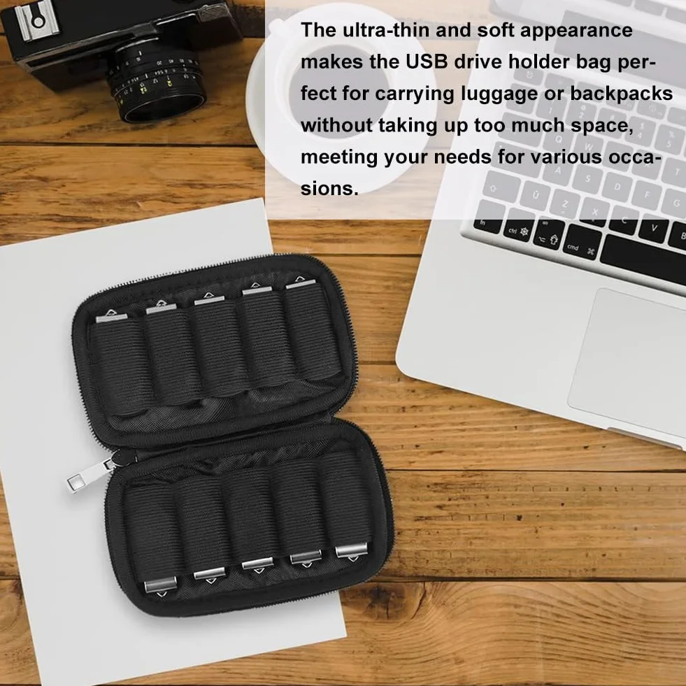 Kieszenie do przechowywania pamięci USB, mały organizer, czarne pudełko do przechowywania, 10 sztuk pamięci USB / Flash Drive, 1 sztuka