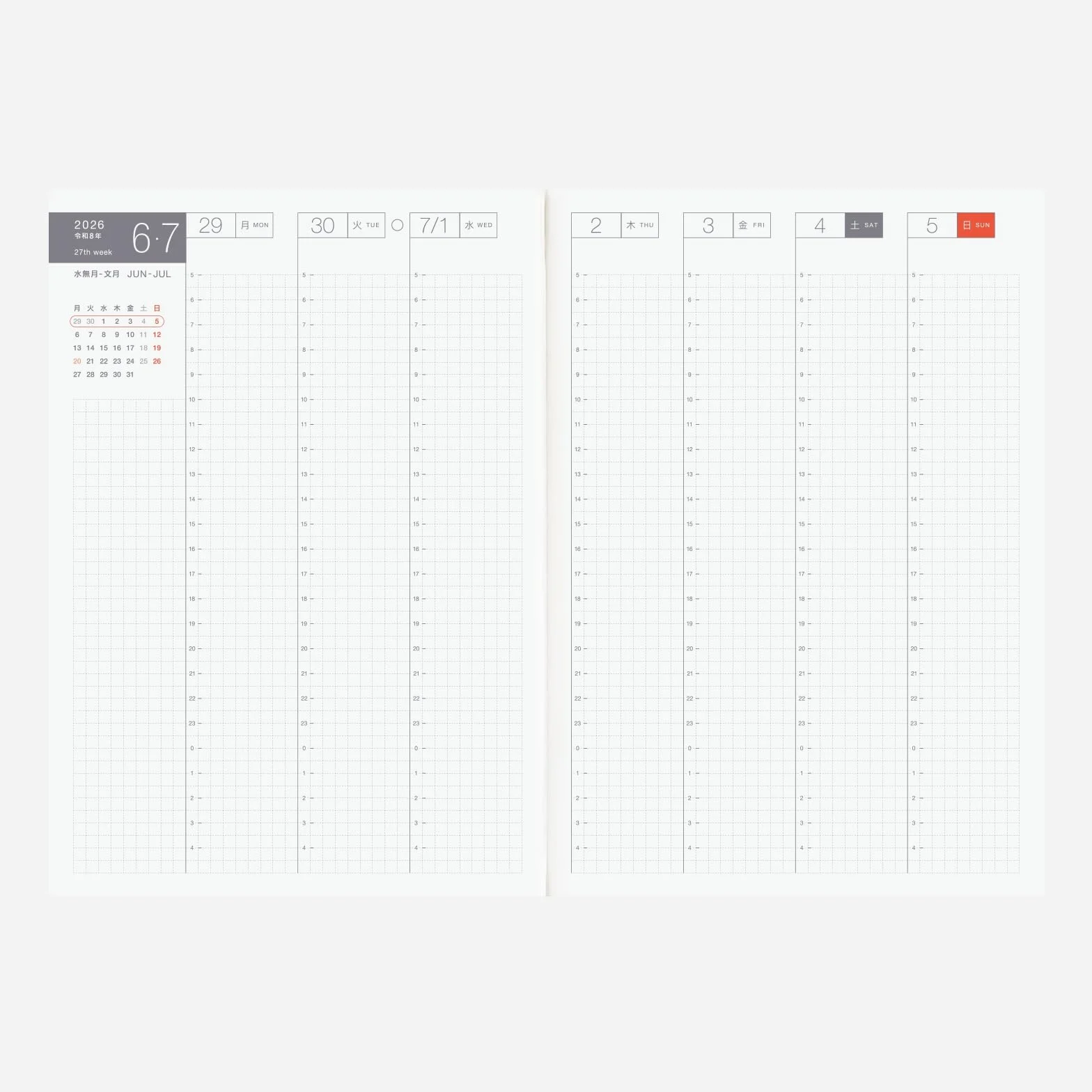 Hobonichi Techo 2026 Cousin Book A5 Japoński Dzienny Planer