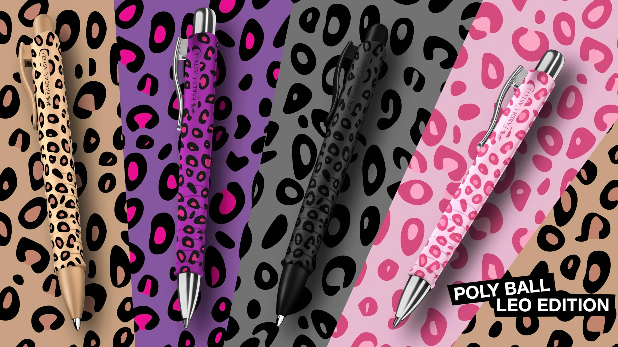 FABER-CASTELL Poly Ball długopis Leo Sugarspots różowy 2 sztuki z wymiennym wkładem XB odporny na zmywanie