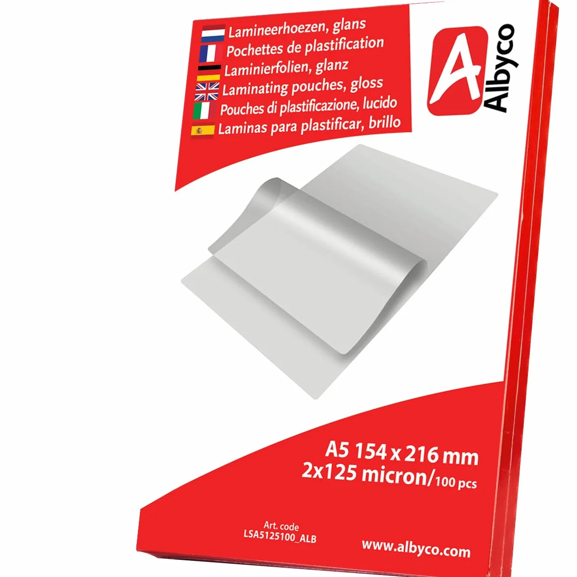 Albyco LSA5125100_ALB Folia do Laminowania, Przezroczysty, 100 Sztuk