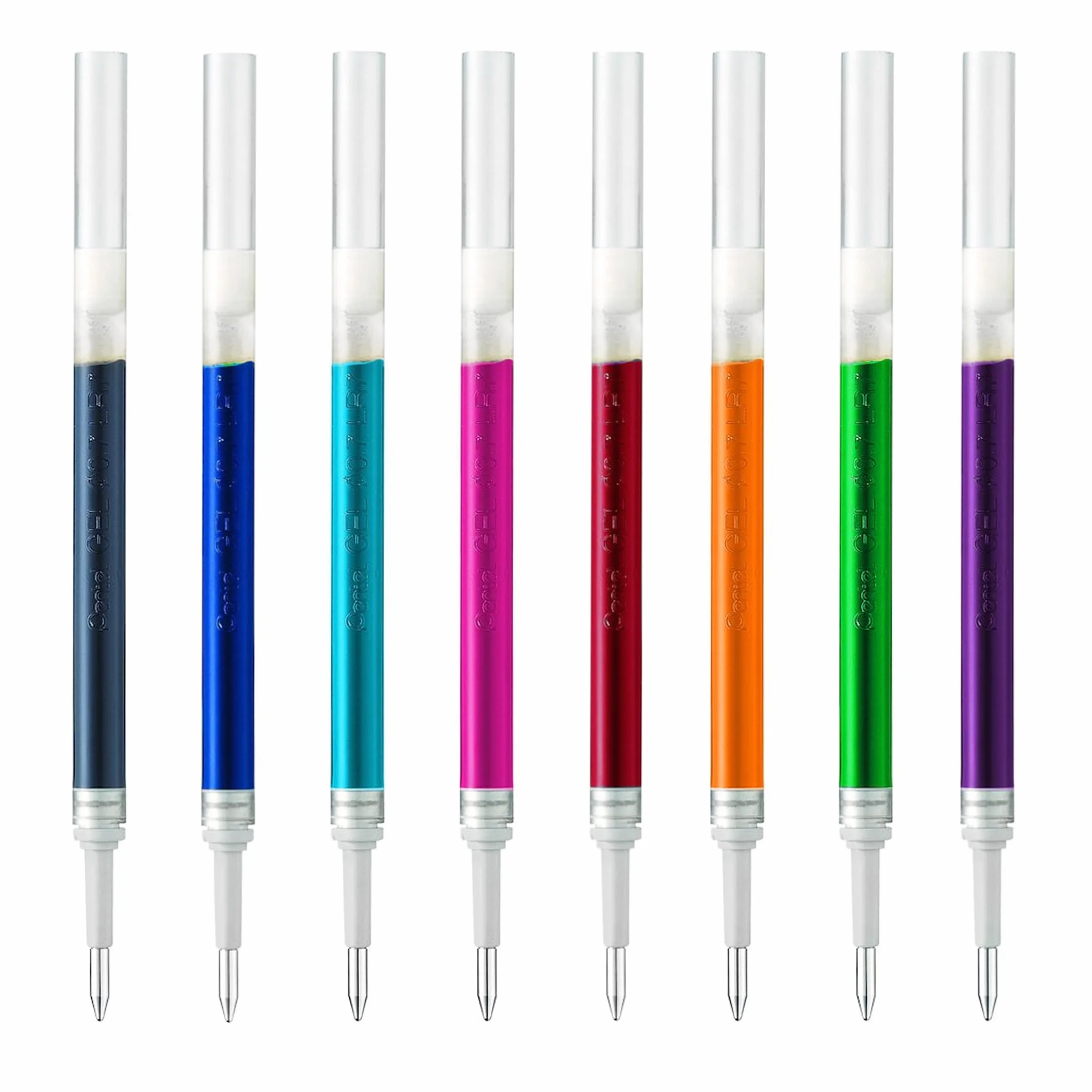 Pentel Energel 0,7 mm wymienna metalowa końcówka LR7 - BL77/BL57/BL37 - opakowanie 8 kolorów - czarny, niebieski, czerwony, zielony, pomarańczowy, różowy, błękitny, fioletowy