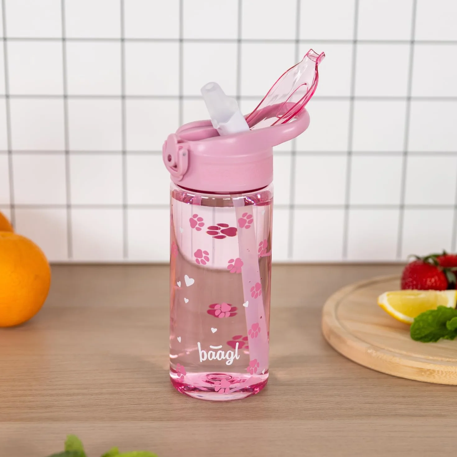 Baagl Butelka dla dzieci z słomką 500 ml Tritan szczelna na wodę do szkoły i sportu
