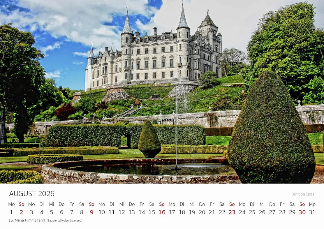 Edition Seidel Kalendarz Premium Oryginalna Szkocja 2026, Format DIN A4, Kalendarz Ścienny Europa Wielka Brytania Edynburg Wyspa Skye Highlands Morze Klify