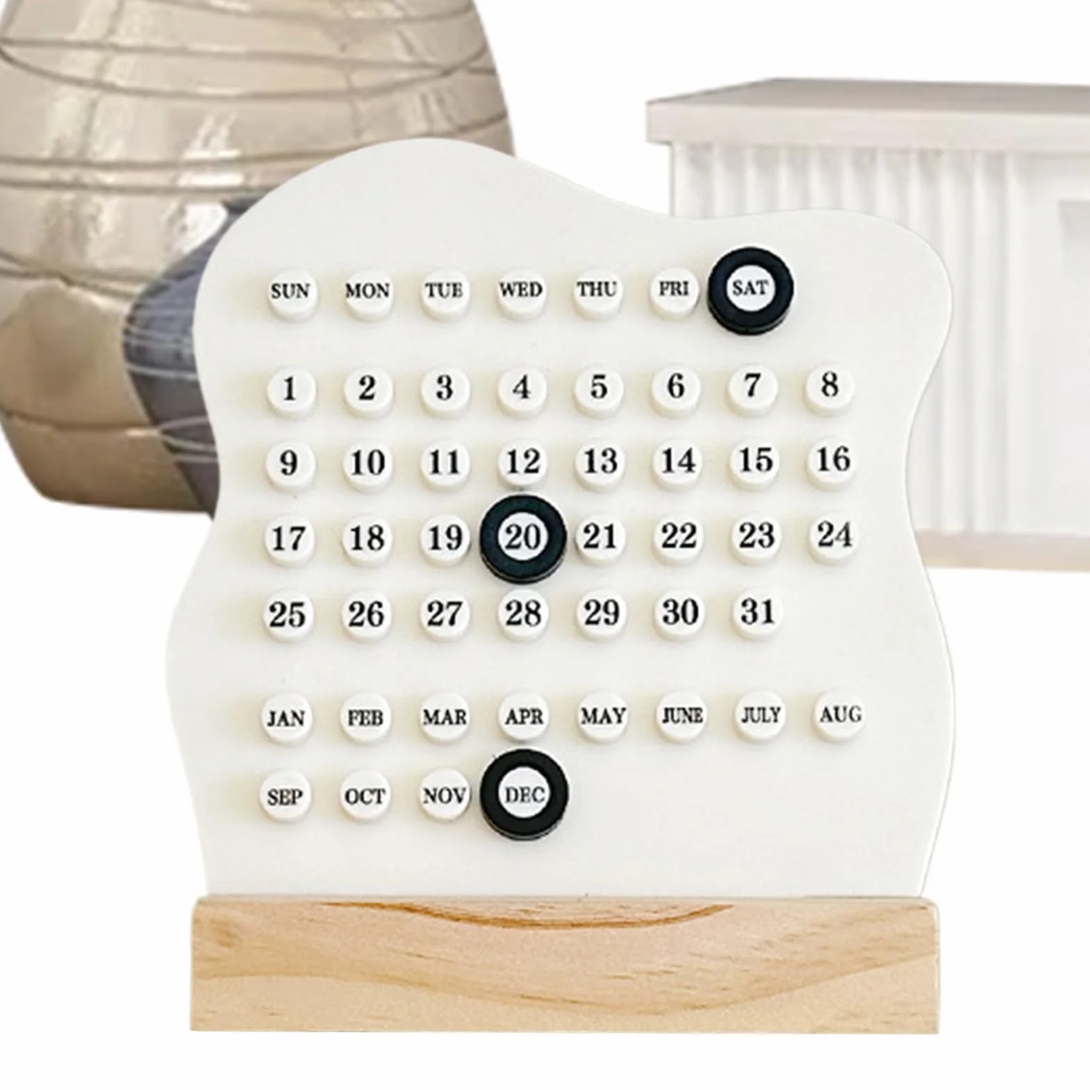 Perpetual Desk Calendar, Desktop Table Display, 5.91x1.57in Reusable Date Organizer, Cute Aesthetic Design, Authentic Easy to Use for Home, Classroom, Hotel, Stationery Decor