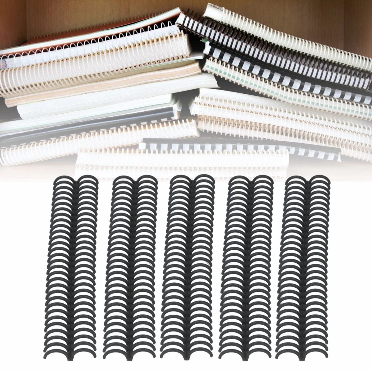 Plastikowe Spiralne Cewki Wiążące, 10 Sztuk 0.9 Cali 22mm średnica Wewnętrzna 30 Otworów Spirale Wiążące Do Notebooka A4 A5, Grzebienie Do Wiązania Książek(Czarny)