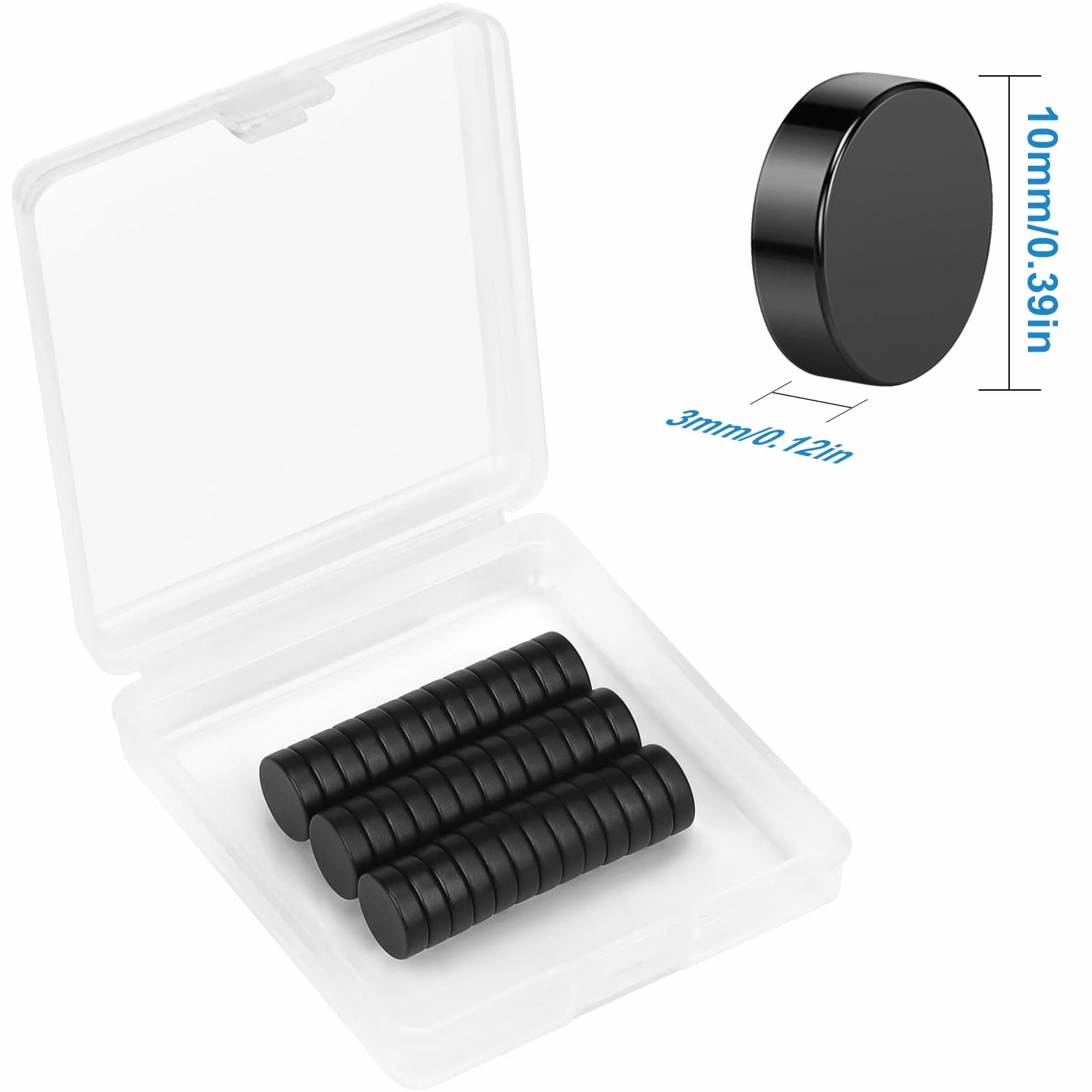 Magnesy biurowe 40 szt. 10 x 3 mm czarne okrągłe mocne do rękodzieła