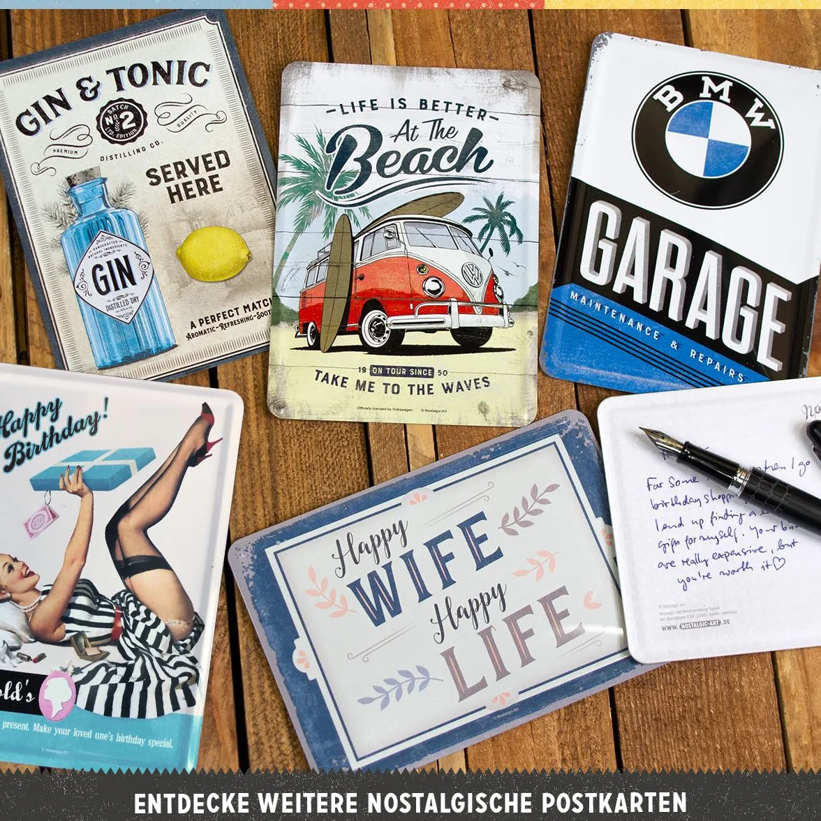 BMW Blaszana kartka pocztowa retro 10 x 14 cm oryginalny produkt licencjonowany