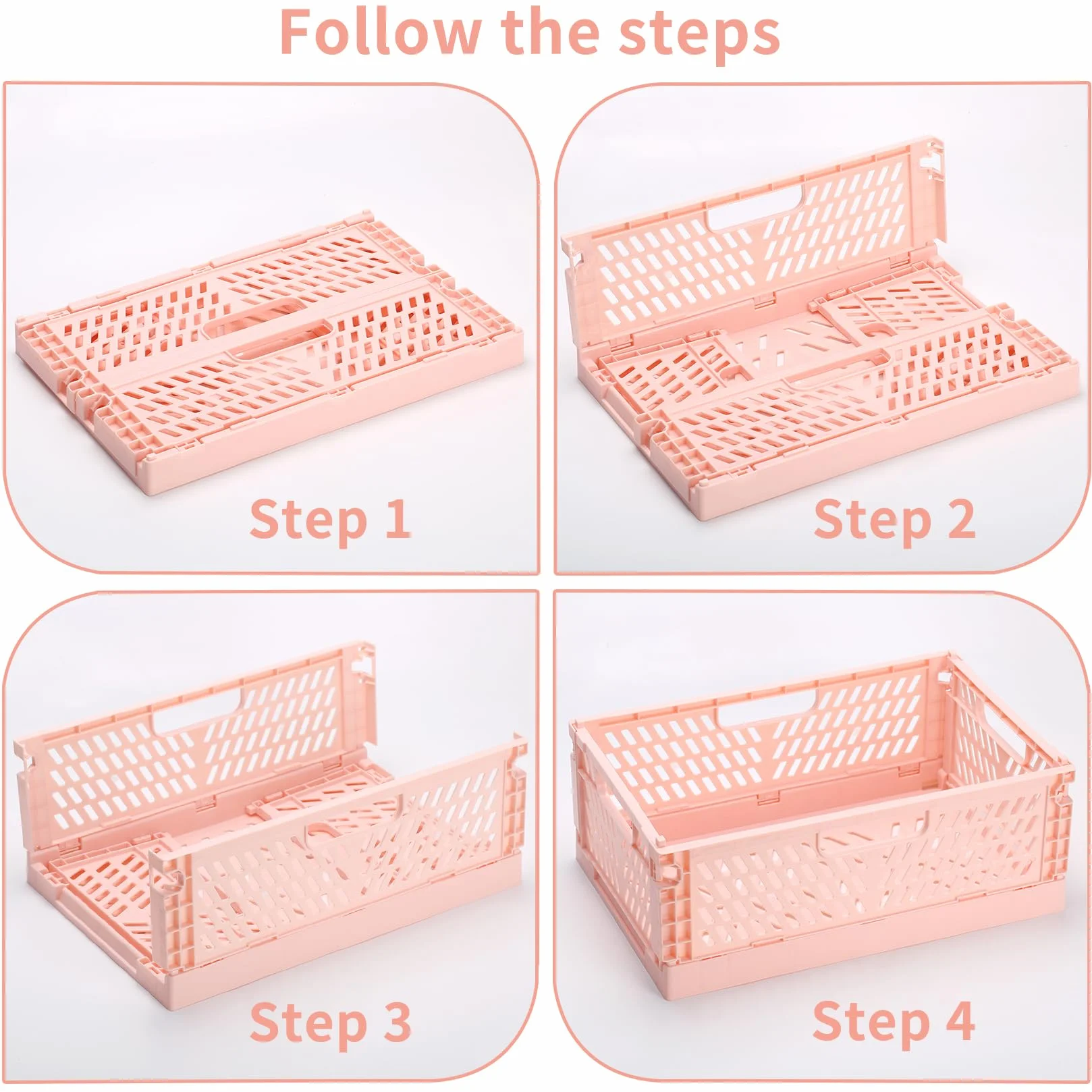 Składane plastikowe pudła do przechowywania 30,5 x 20 x 11,5 cm biały różowy