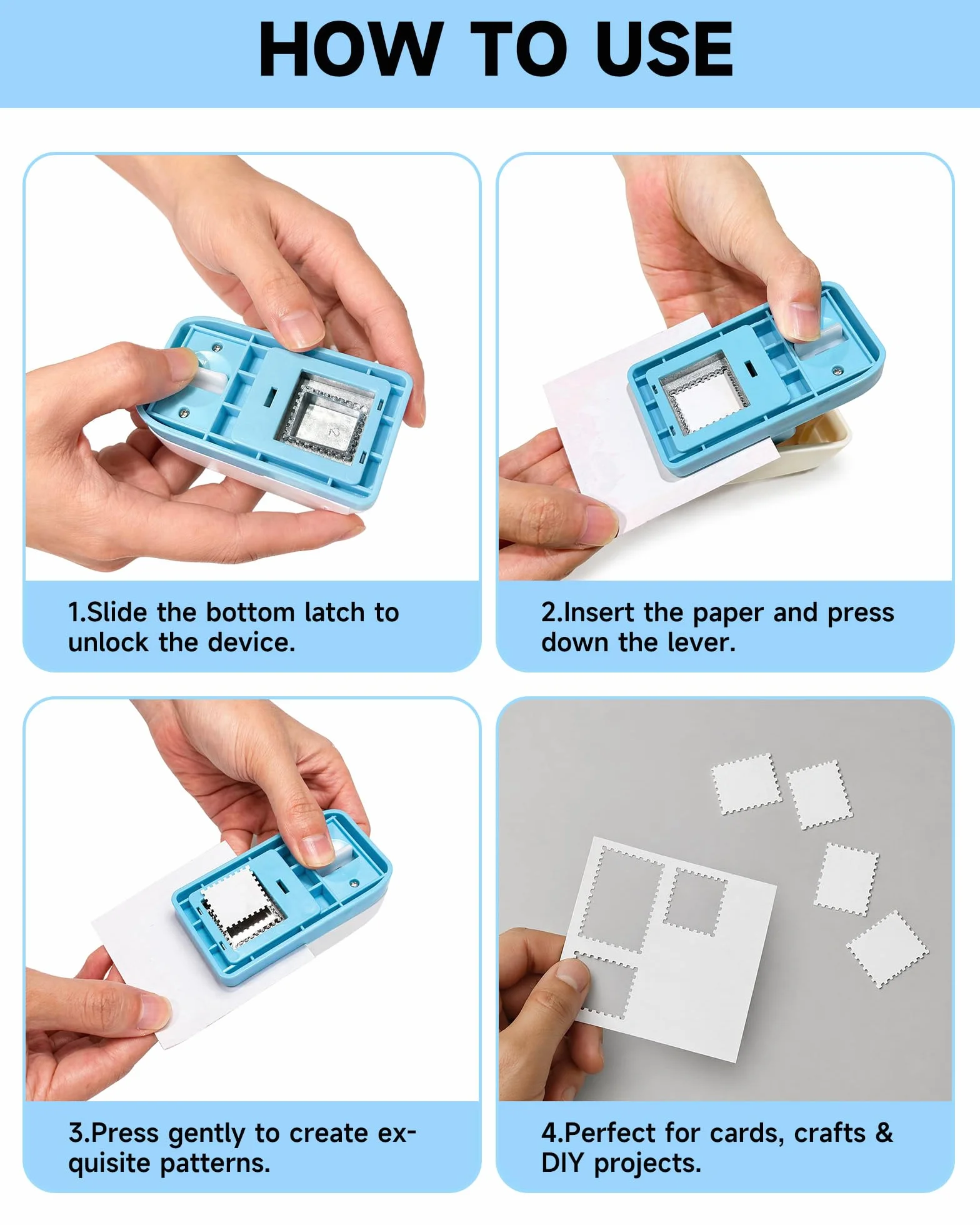 Dziurkacz Ozdobny Znaczek, 2x2,5cm Prostokątny Dziurkacz do Papieru, Dziurkacz Dźwigniowy do DIY, Scrapbookingu, Tworzenia Kartek i Prac Plastycznych