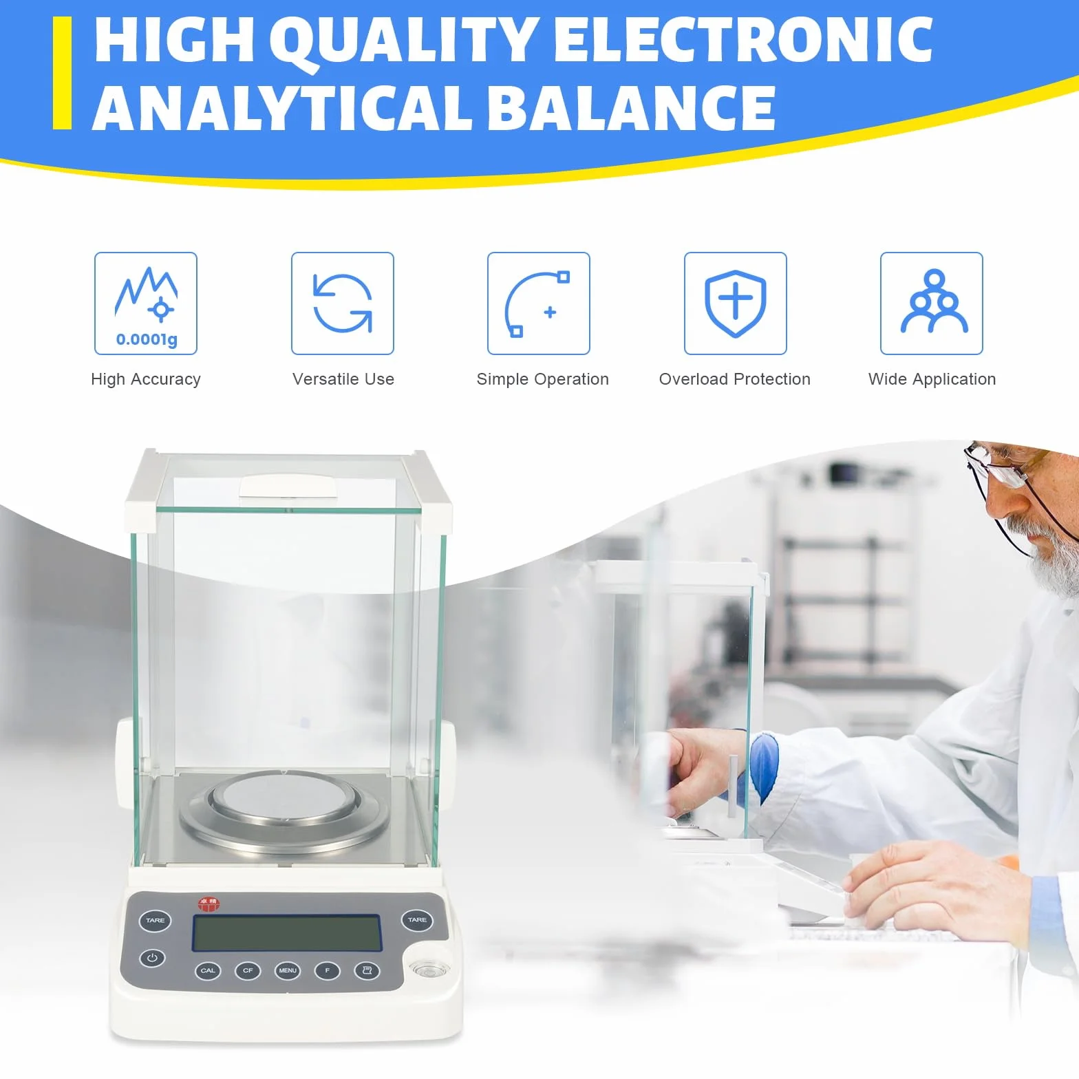 Elektroniczna waga analityczna, dokładność 0,0001 g, naukowa waga laboratoryjna o wysokiej precyzji, cyfrowa waga laboratoryjna, elektroniczna waga analityczna 120 g/0,26 funta