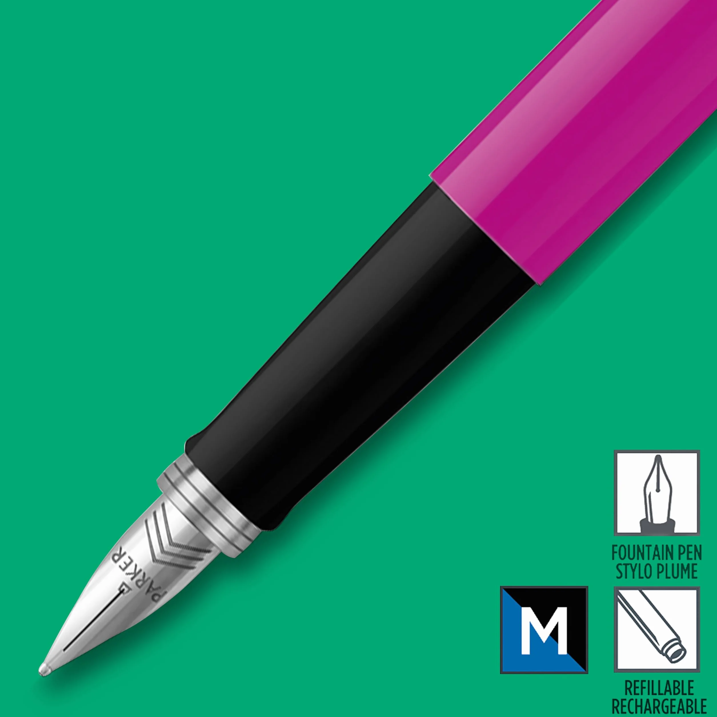 Parker Jotter Originals Pióro wieczne, klasyczne magenta, średnia stalówka, niebieski i czarny atrament