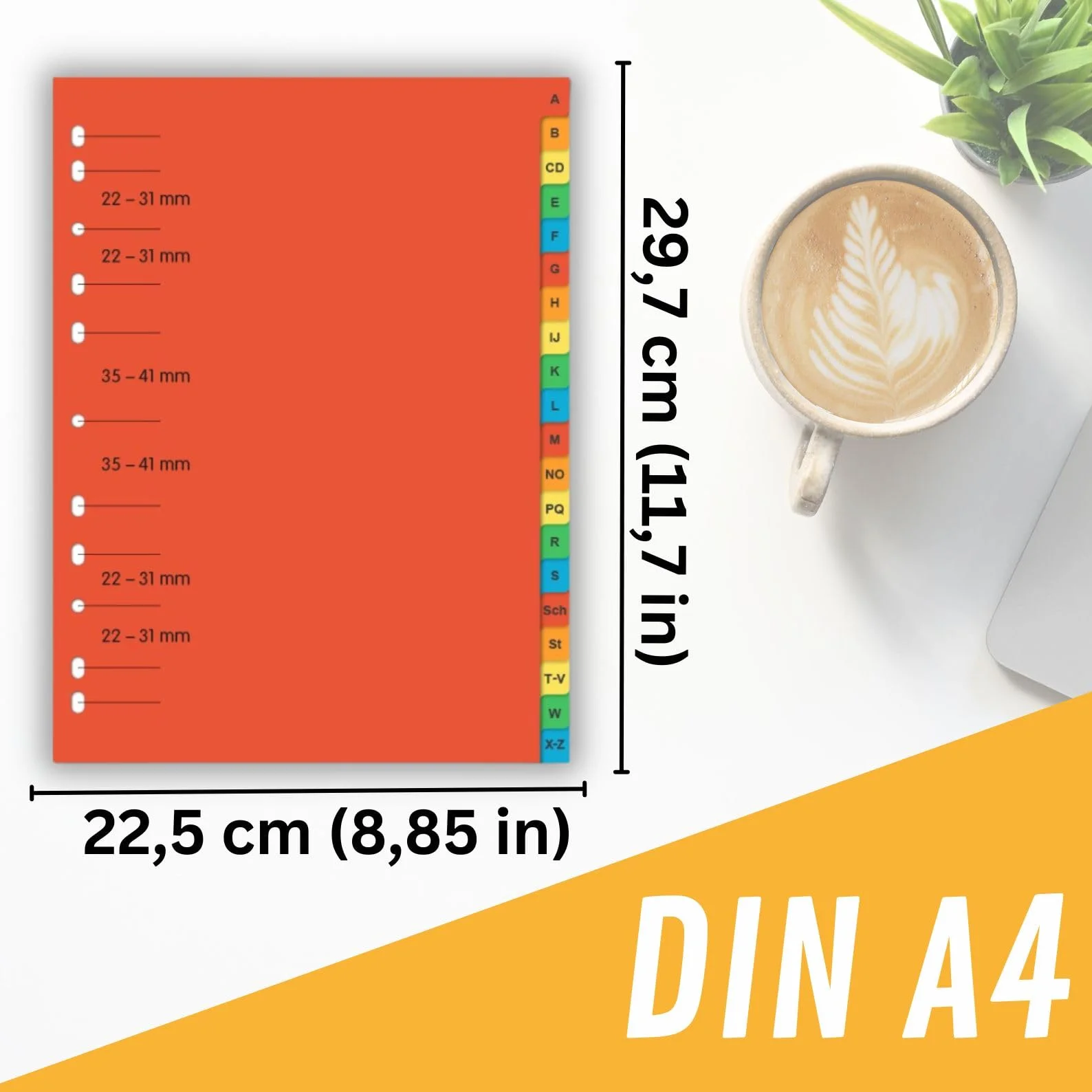 perfect line • Segregator A-Z DIN-A4, 20-częściowy, zestaw 2 sztuk, karton, Wyprodukowano w Niemczech, posiada certyfikat Blue Angel