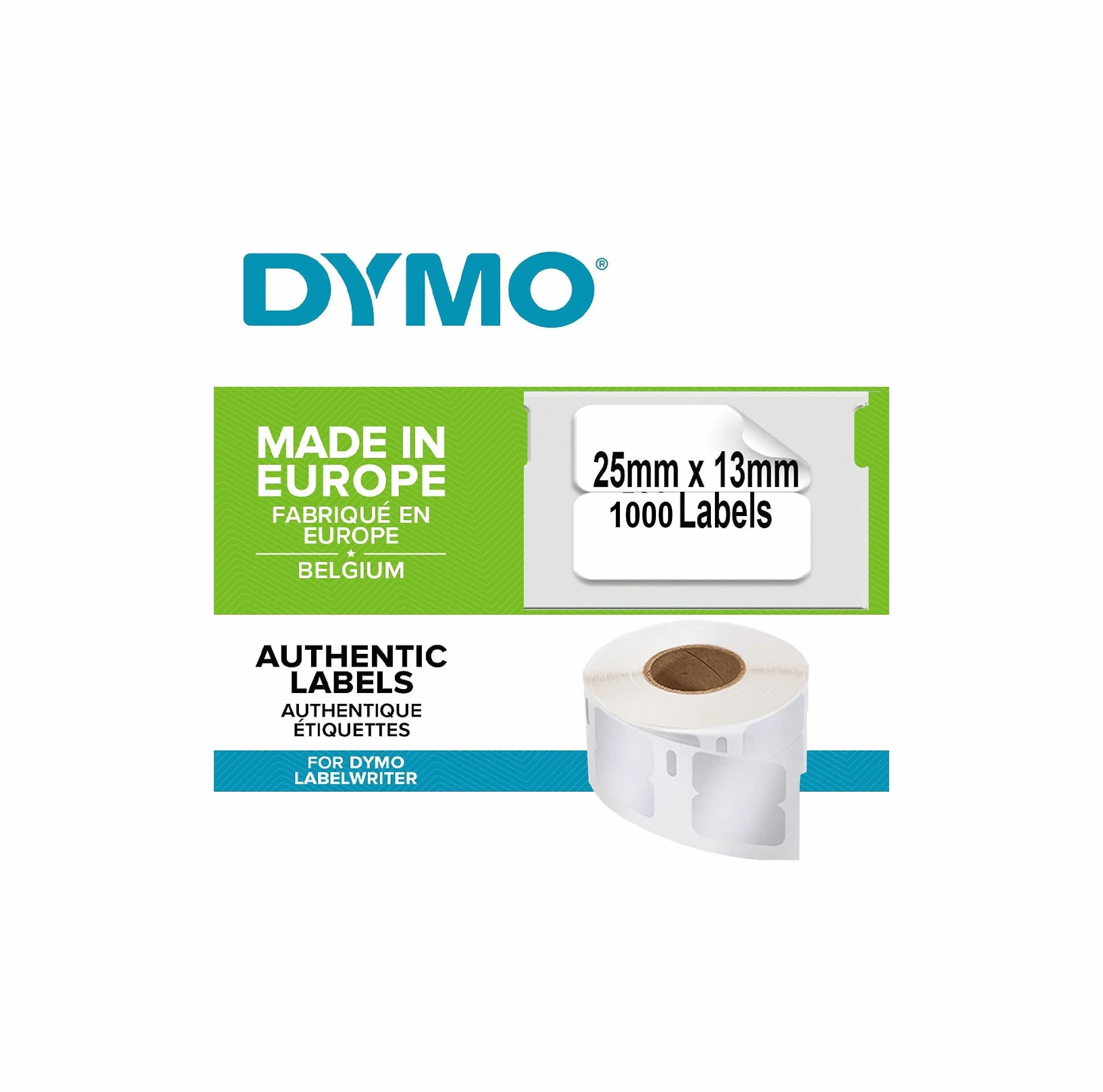 DYMO Oryginalne etykiety uniwersalne LabelWriter 13 mm x 25 mm rolka 1000 sztuk samoprzylepne
