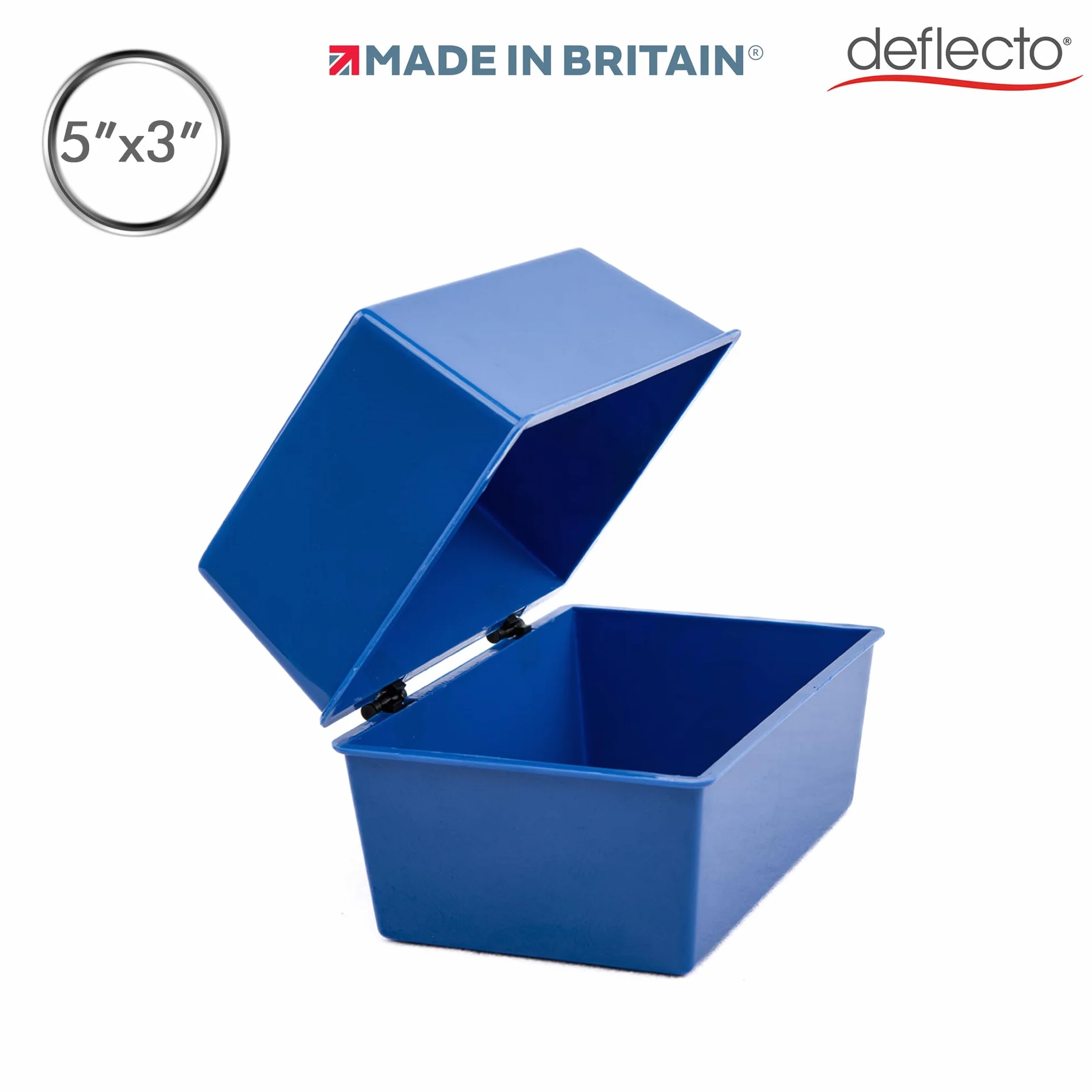 Deflecto CP010YTBLU pudełko na karty indeksowe 5 x 3 niebieskie