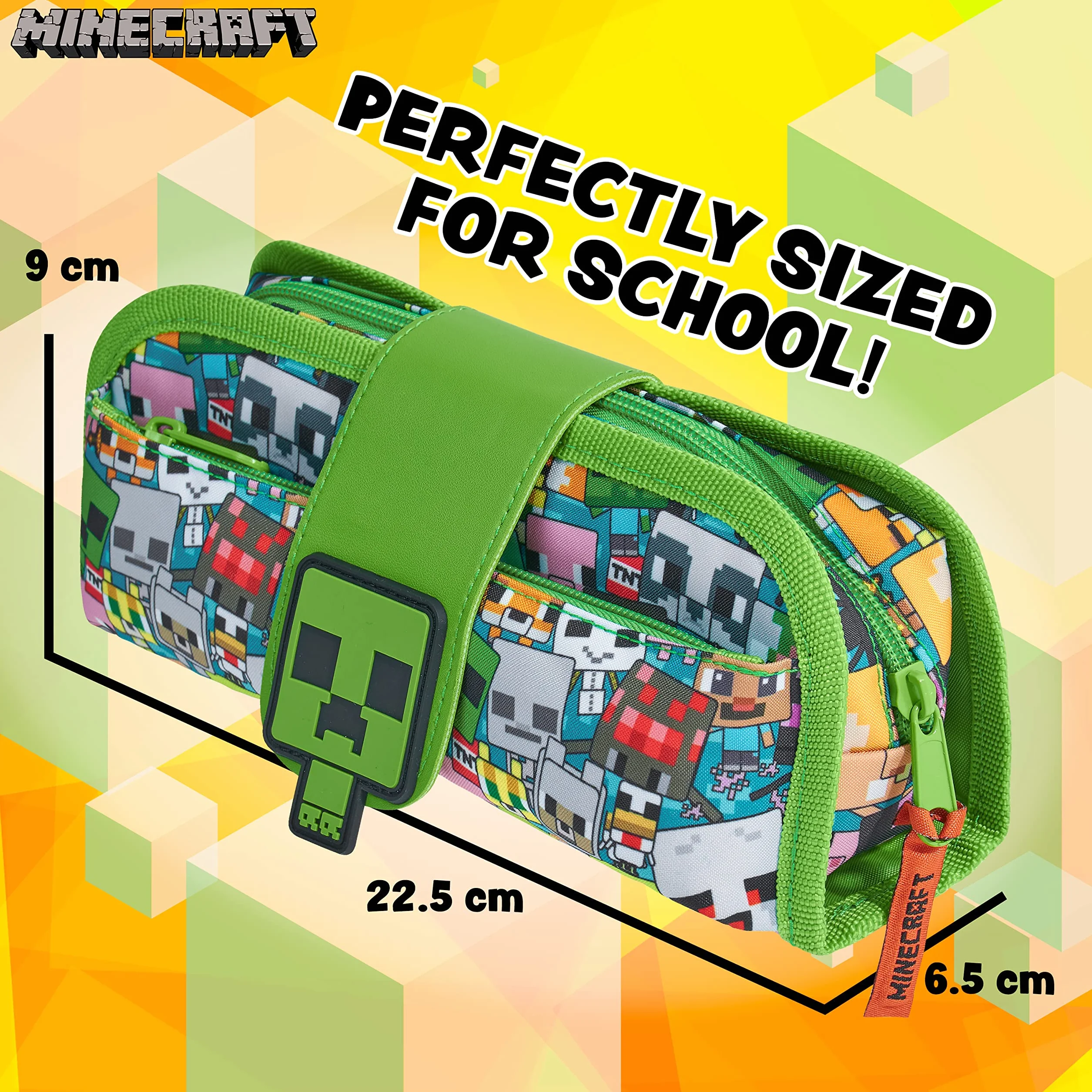Minecraft piórnik 2 w 1 dla dzieci i graczy z wieloma przegródkami i odpinanym zamkiem błyskawicznym
