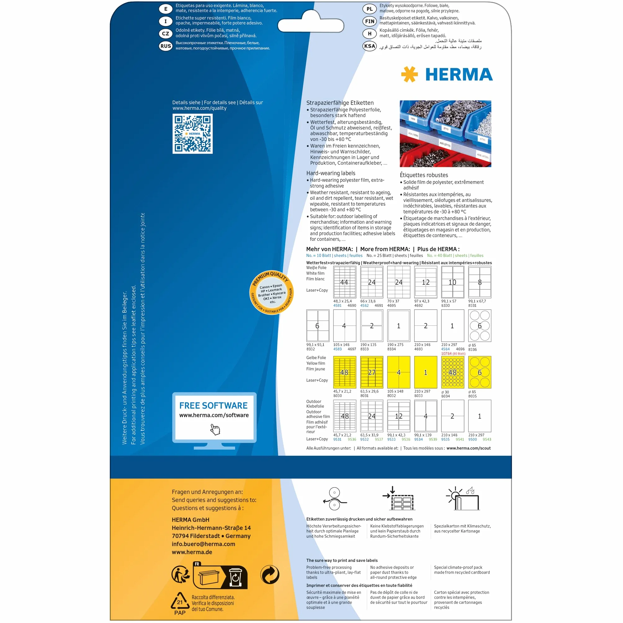 HERMA etykiety foliowe samoprzylepne 48,3 x 25,4 mm 1100 sztuk do drukarek laserowych