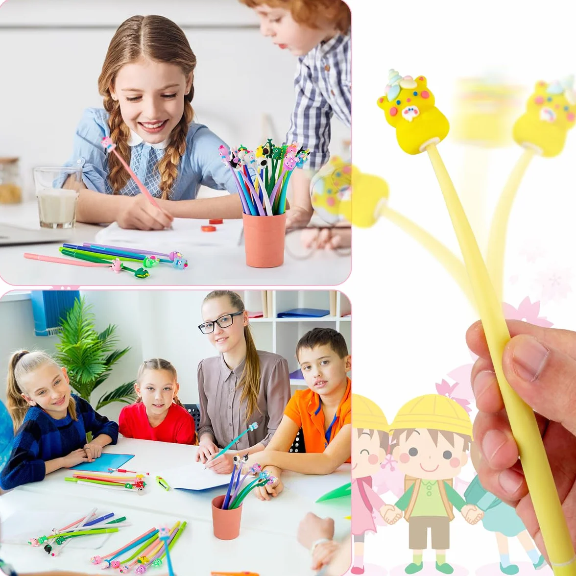 Zestaw 30 długopisów żelowych Kawaii fidget squishy dla dzieci upominki urodziny