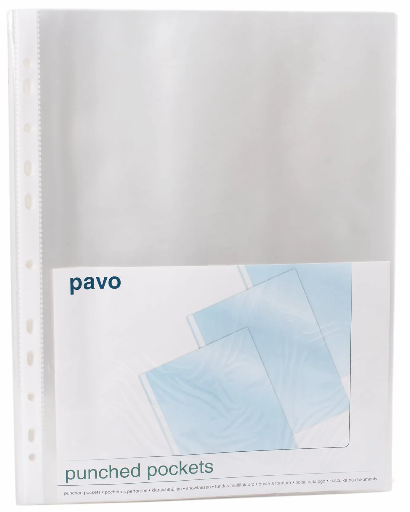 Pavo - Koszulki na dokumenty/Koszulki do segregatora, A4, 60 mikronów,PP, przezroczyste, opakowanie 100 sztuk