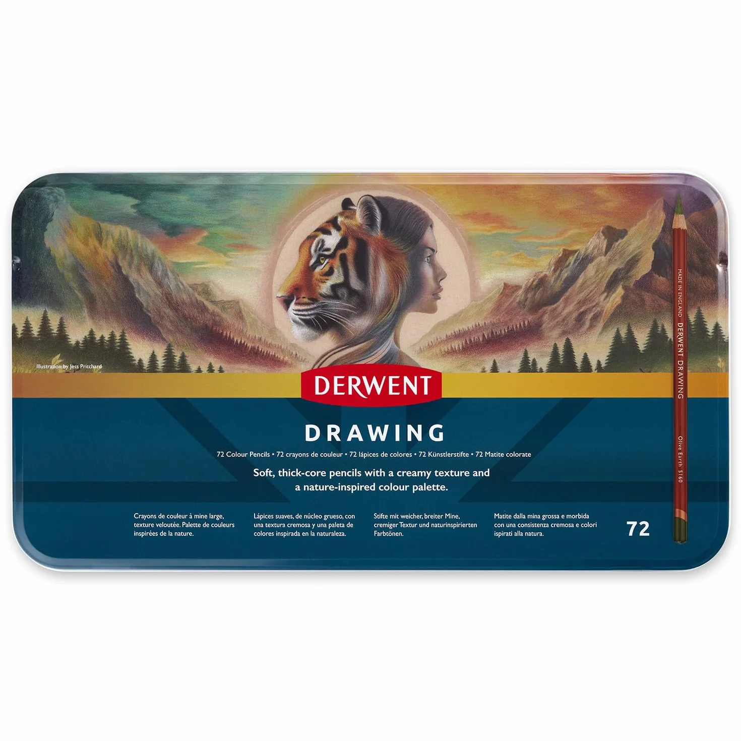 Derwent Ołówki rysunkowe zestaw 72 sztuk w puszce rdzeń 5 mm