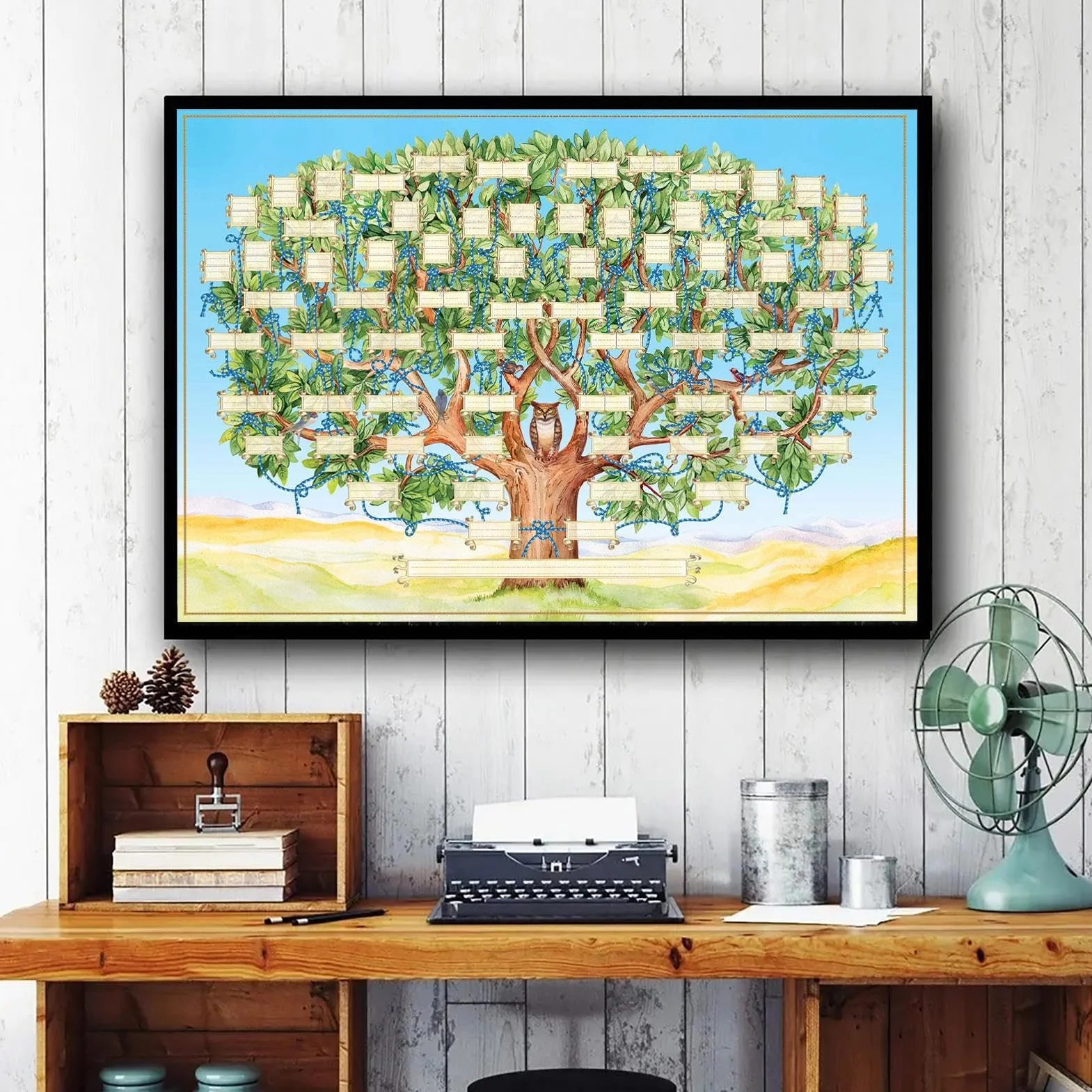 40x60 cm Wykres Drzewa Genealogicznego do Wypełnienia 6 Pokoleń Genealogii - Plakat Drzewa Genealogicznego - Szablon Drzewa Genealogicznego - Puste Wypełnialne Diagram Drzewa Genealogicznego, Sztuka