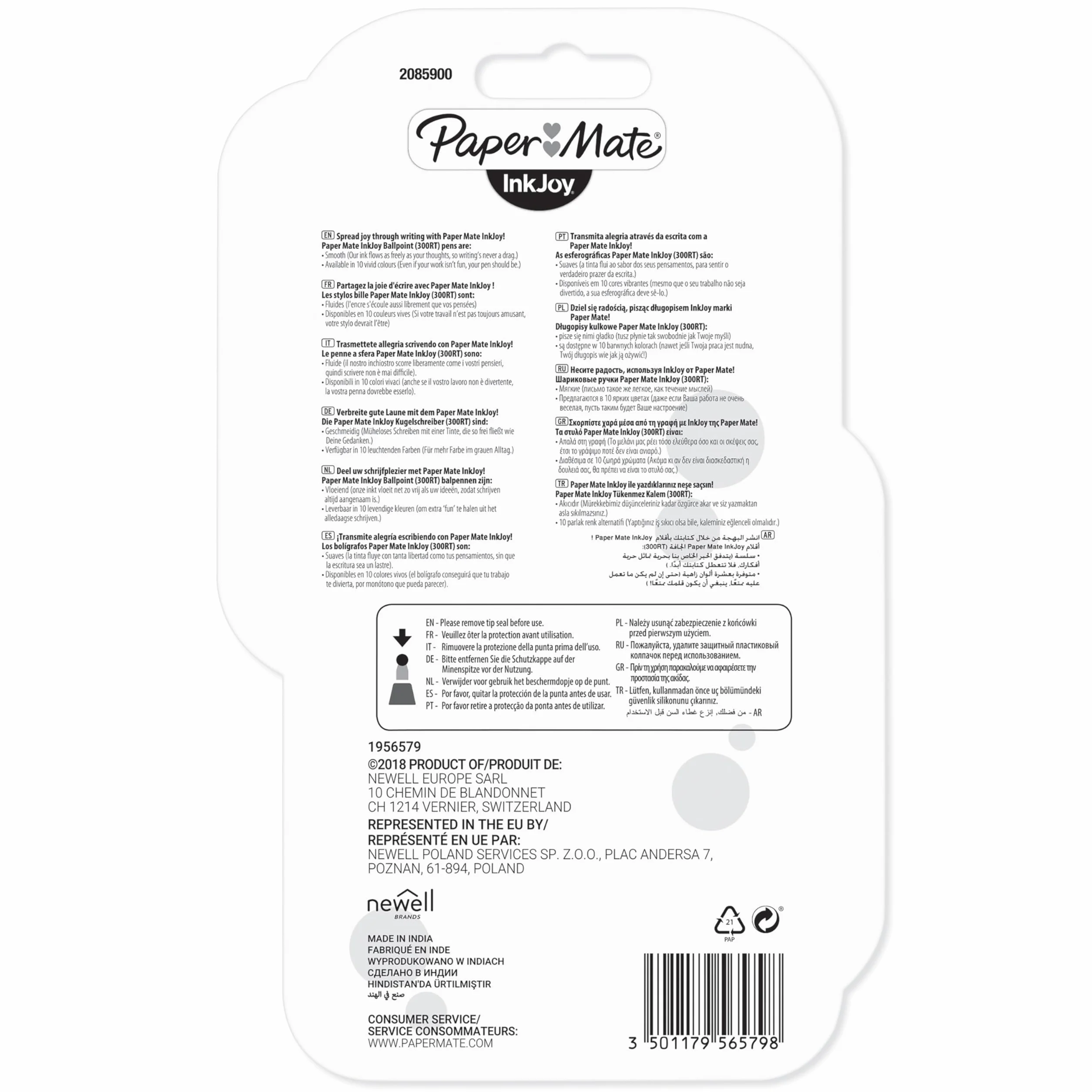 Chowane długopisy Paper Mate InkJoy 300RT | Średnia końcówka (1,0 mm) | Czarne | 8 szt.