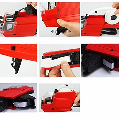 MX6600 Pistolet do Etykiet Cenowych 10 Cyfr 2 Linie ABS Czerwony Żółty Niebieski z Wałkiem Tuszu