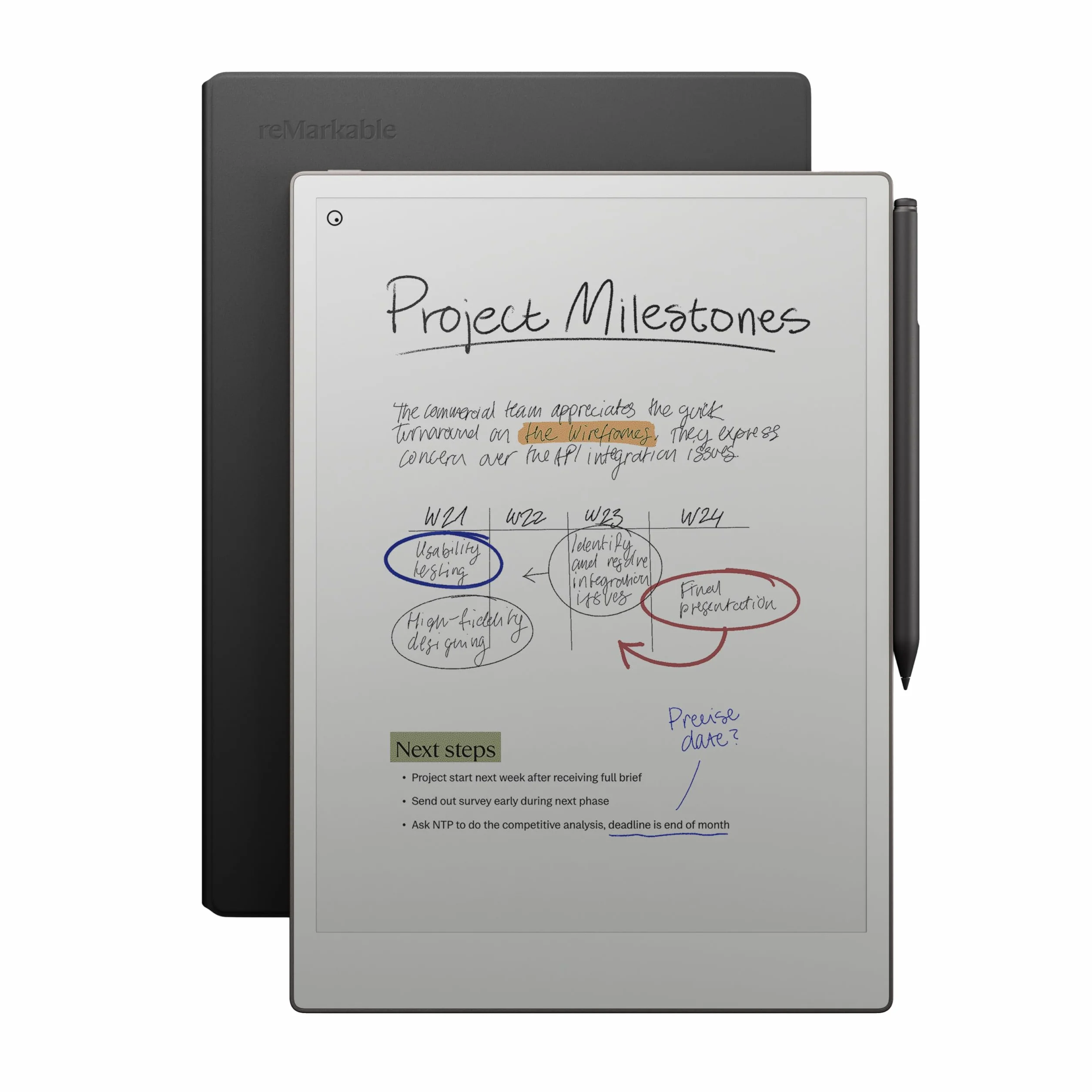 reMarkable Paper Pro Zestaw Luxury 11,8" Kolorowy E-Ink Tablet + Marker Plus + Book Folio Skórzane Czarne